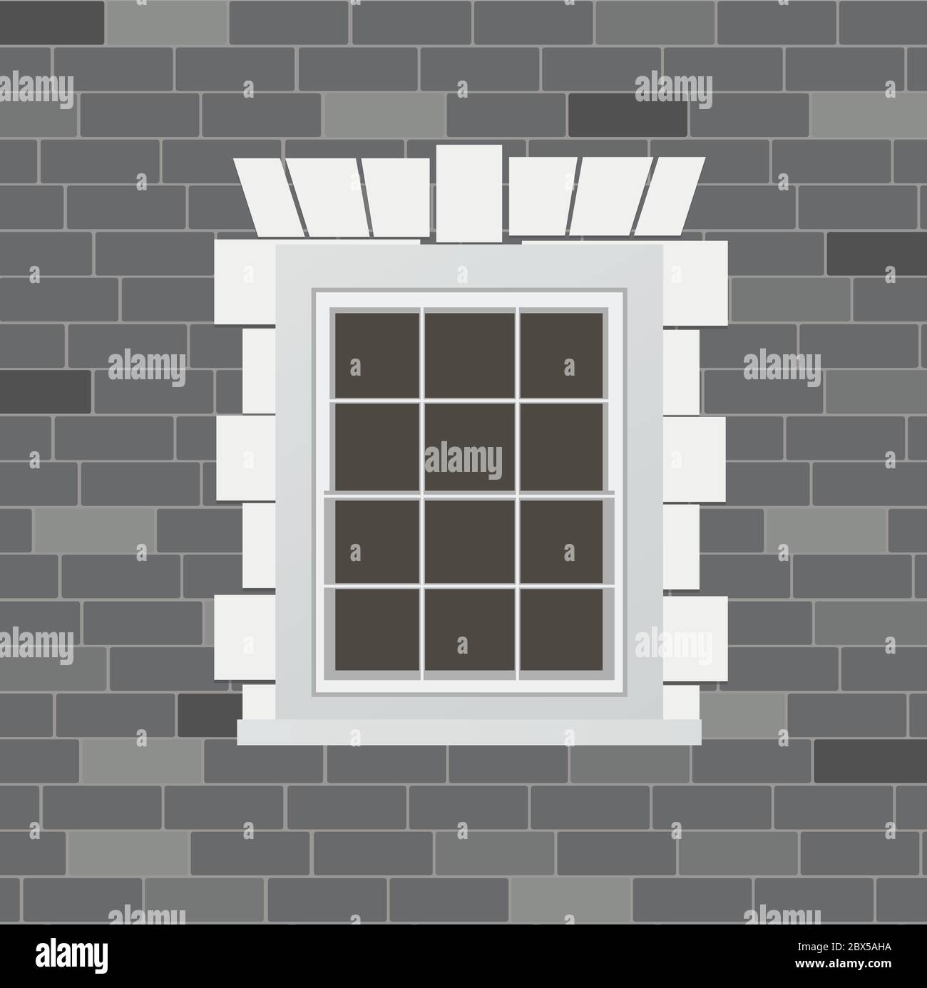 Ancienne façade de mur de briques et fenêtre, illustration vectorielle de dessin animé Illustration de Vecteur