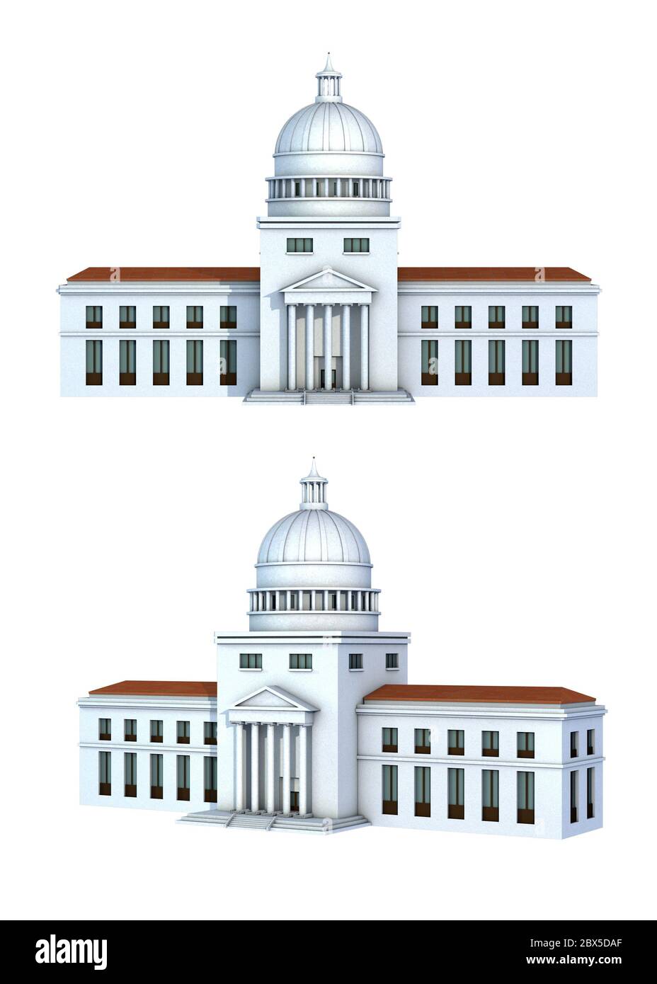 Réalisation d'un bâtiment gouvernemental. Illustration 3D. Banque D'Images
