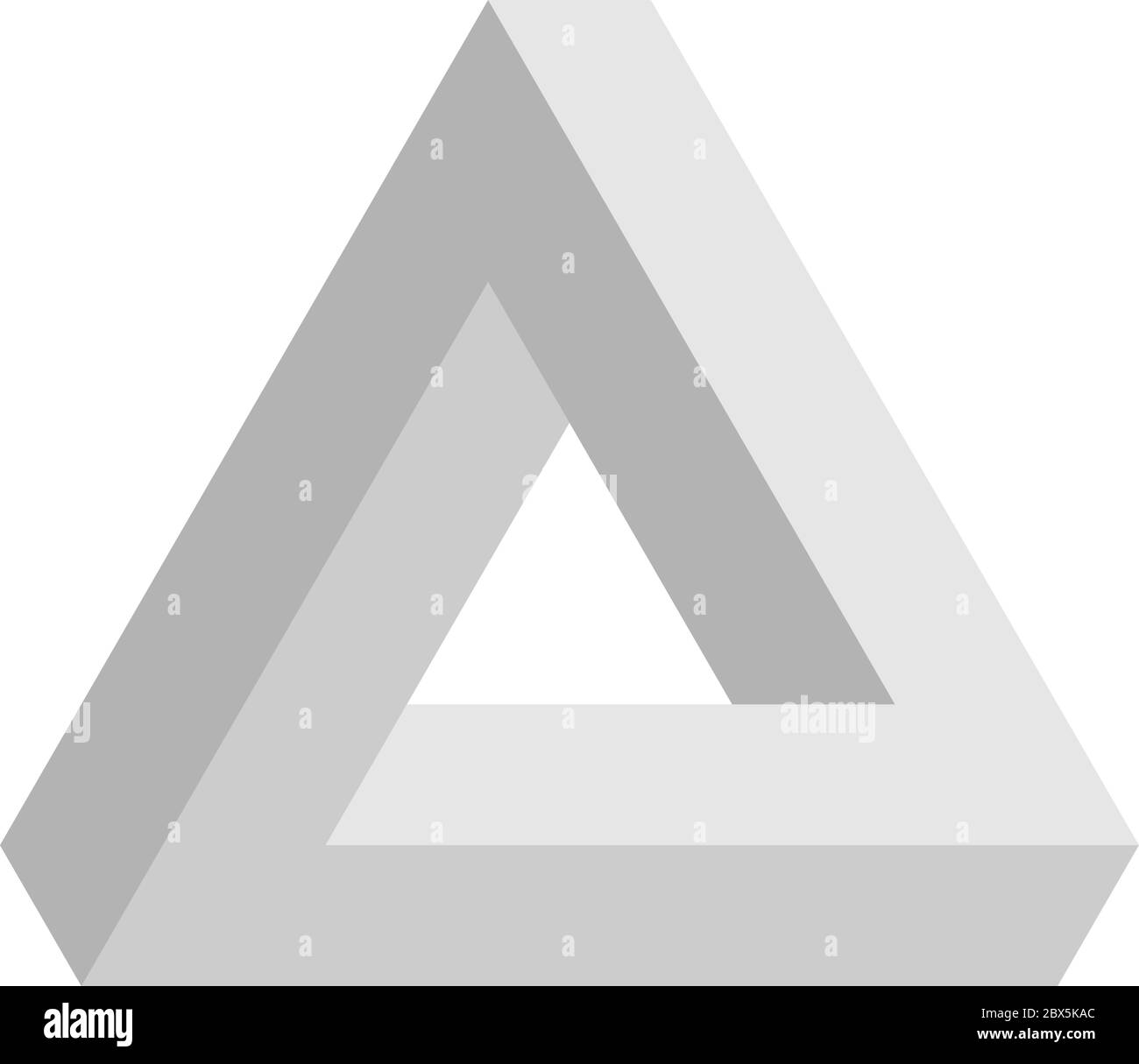 Triangle Penrose en gris. Illusion optique d'objet 3D géométrique. Illustration vectorielle. Illustration de Vecteur