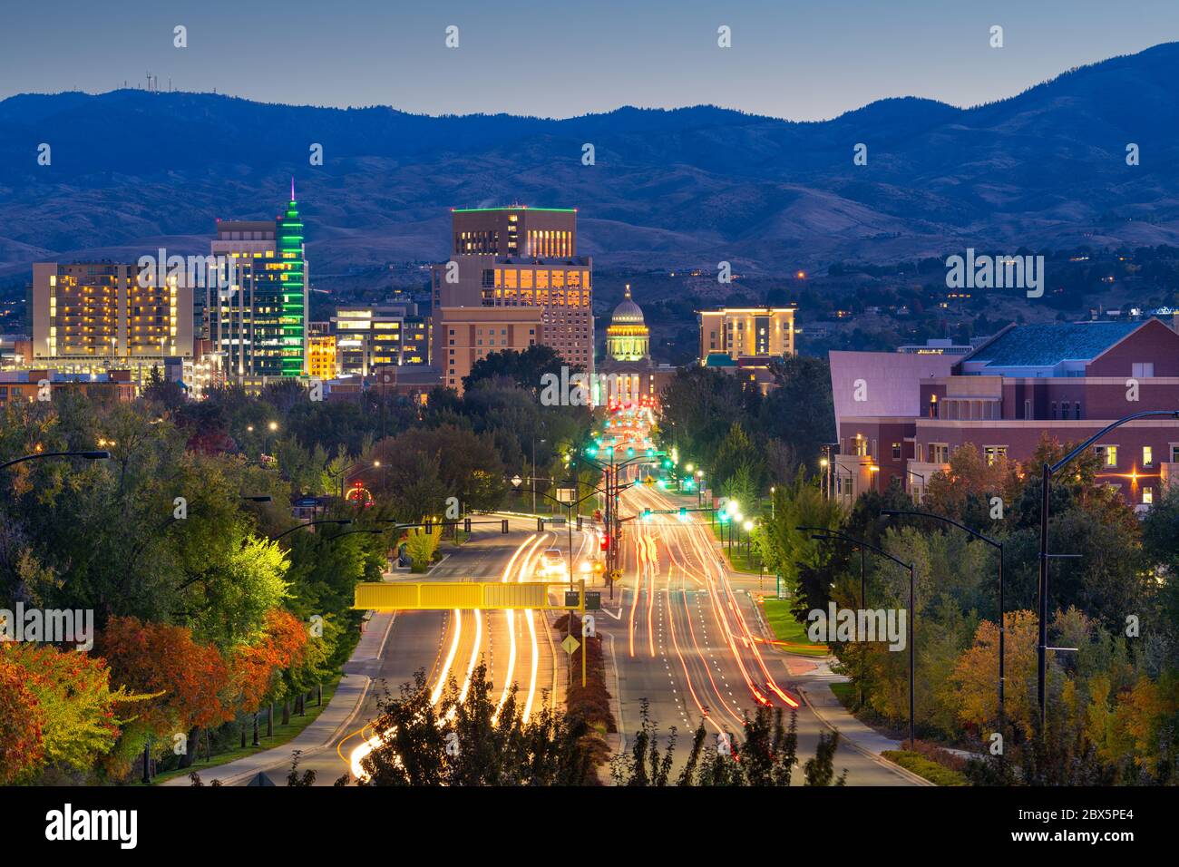 Boise, Idaho, USA Centre-ville paysage urbain au crépuscule. Banque D'Images