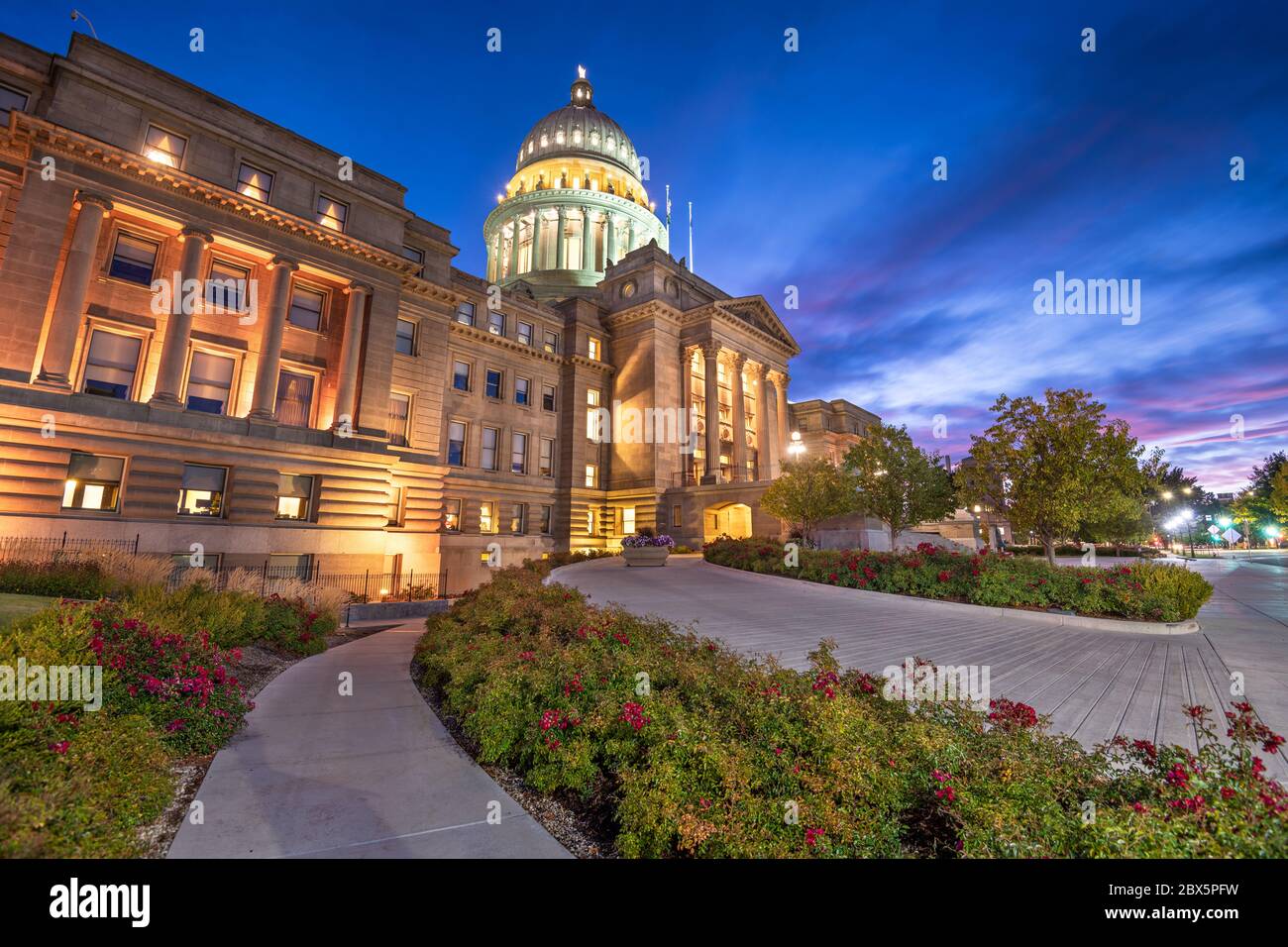 Idaho State Capitol Building à l'aube à Boise, Idaho, États-Unis. Banque D'Images