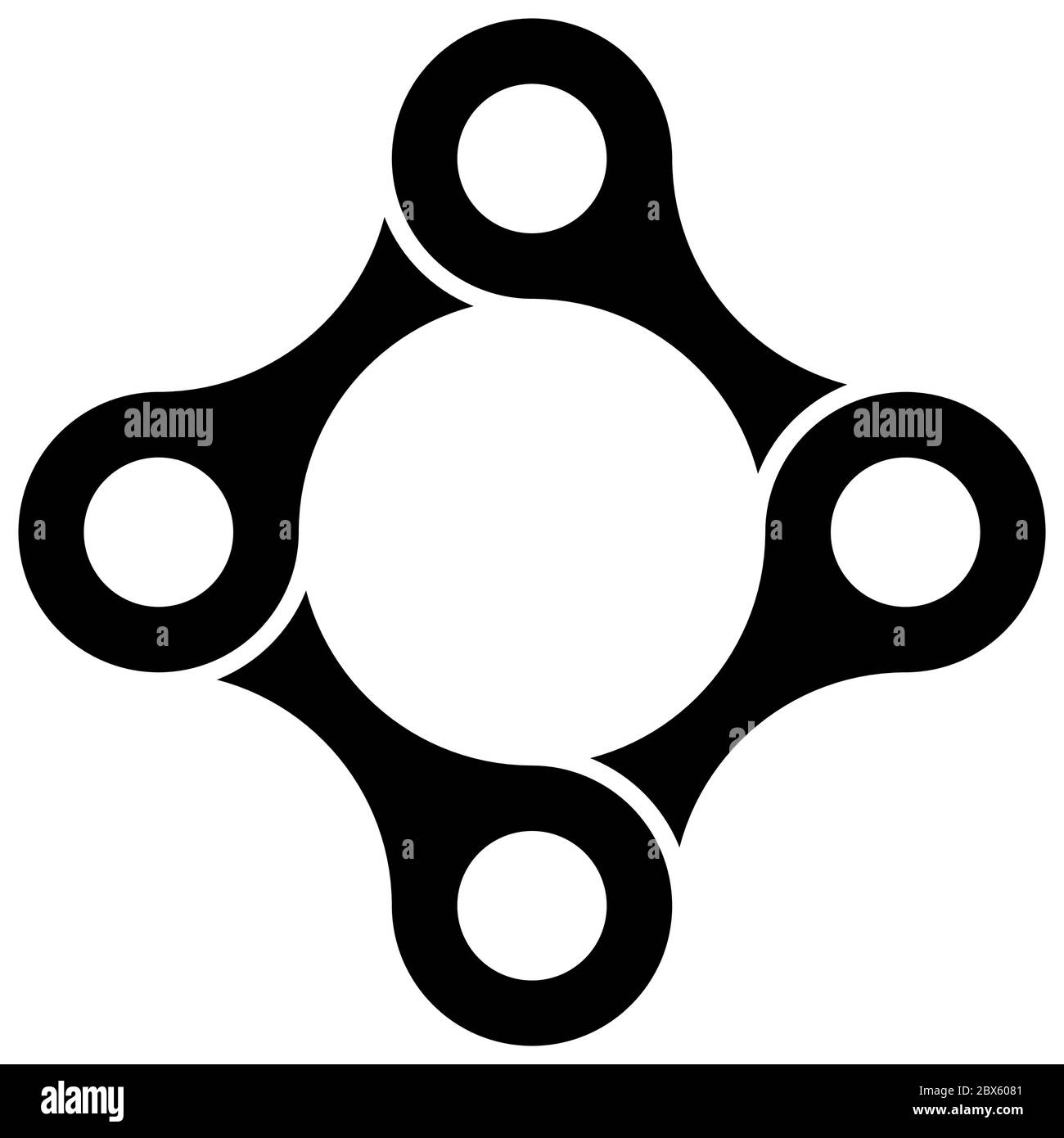 Quatre morceaux de chaîne de vélo. Thème de la coopération et de la connexion entre les équipes. Illustration vectorielle en noir et blanc. Illustration de Vecteur