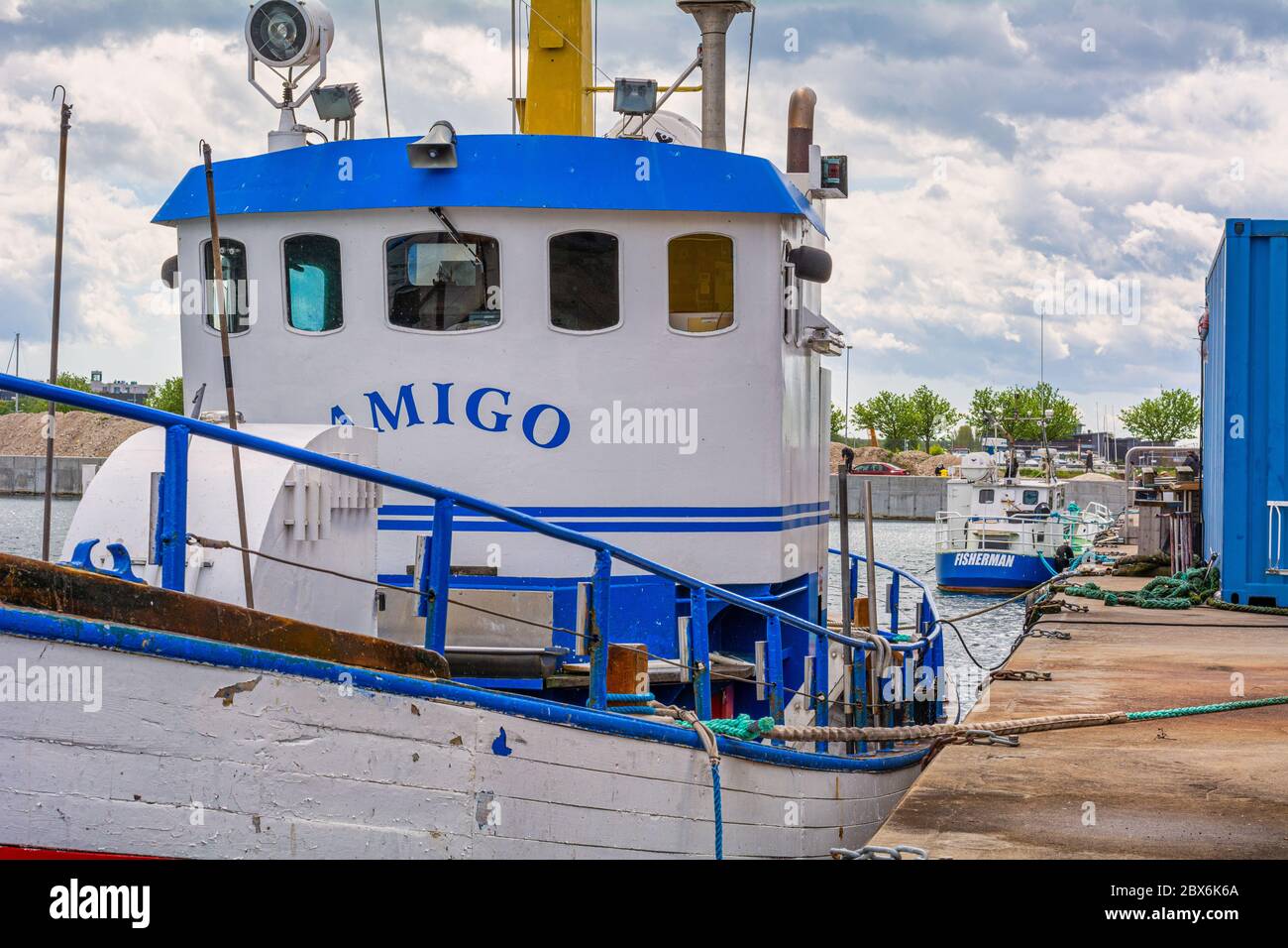 Faites une excursion en bateaux de pêche dans le port de Cementa, Limhamn Banque D'Images