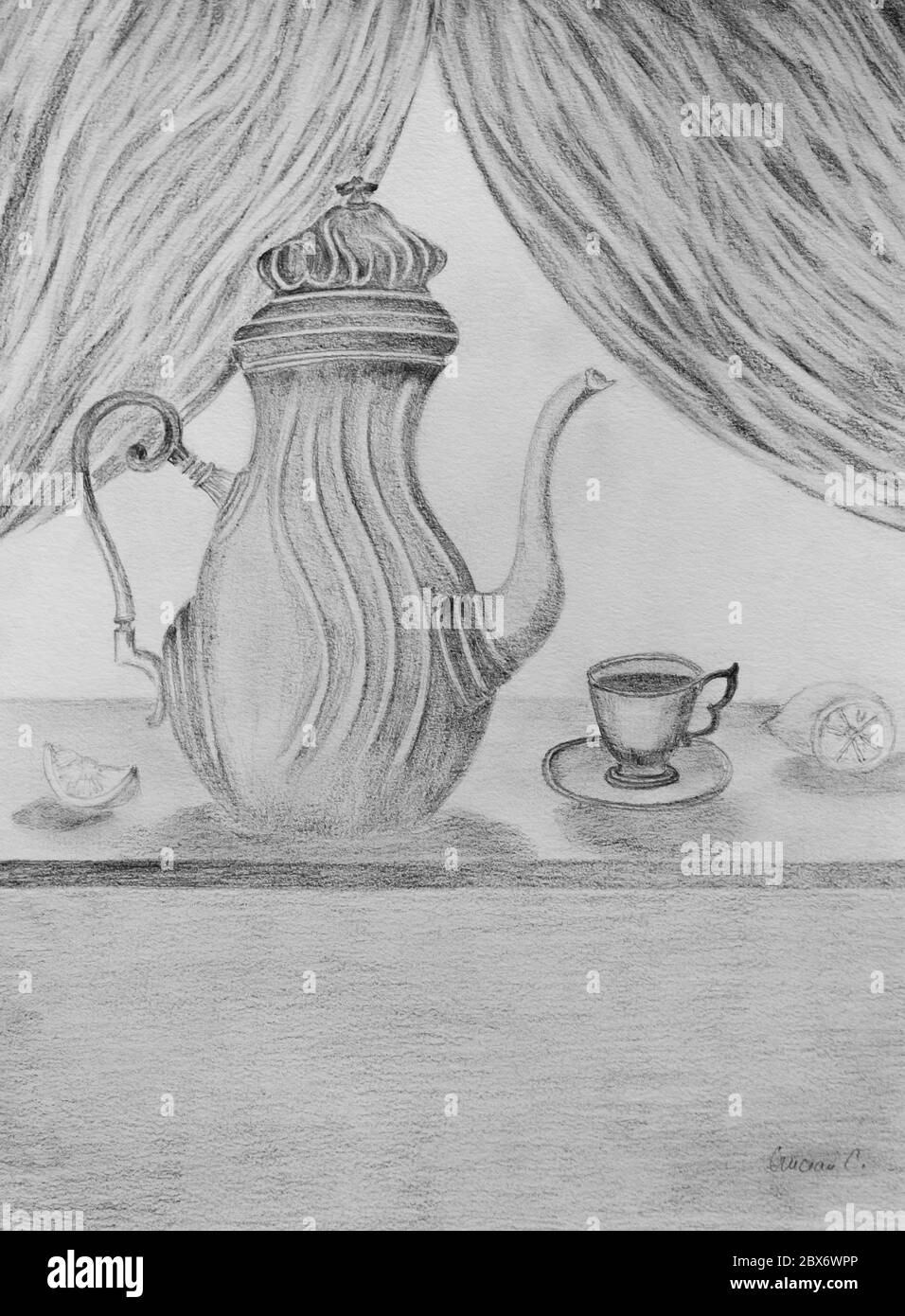 Dessin de théière Banque D'Images