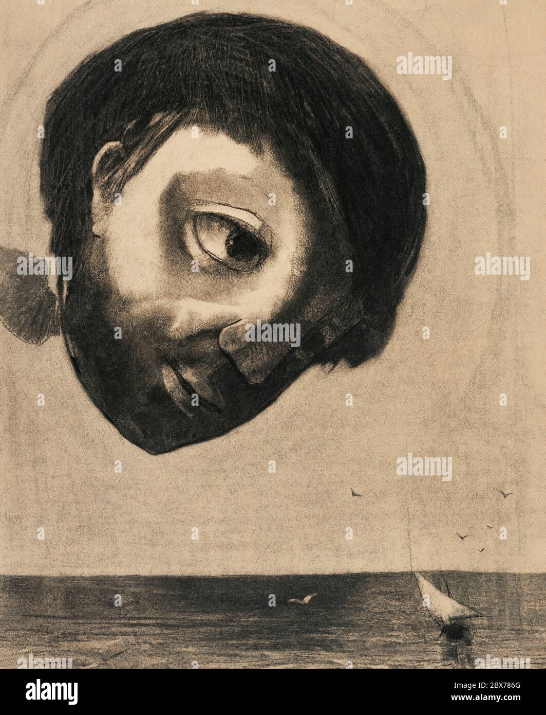 L'Esprit gardien des eaux (1878) par Odilon Redon. Original de l'Art Institute de Chicago. Banque D'Images