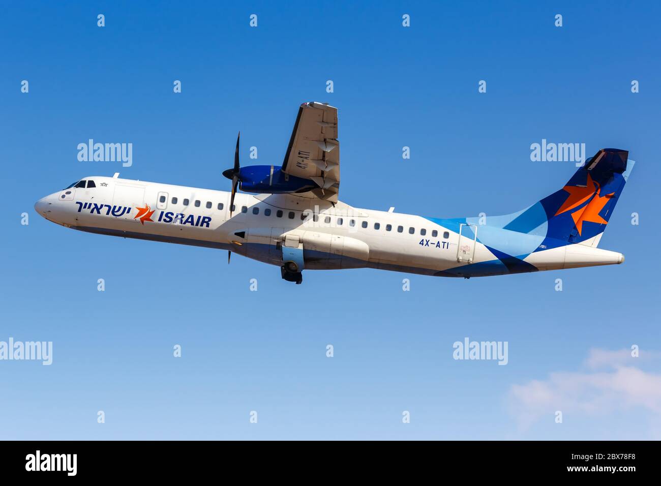 Eilat, Israël - 21 février 2019 : avion Israël ATR 72 à l'aéroport Eilat (ETH) en Israël. Banque D'Images