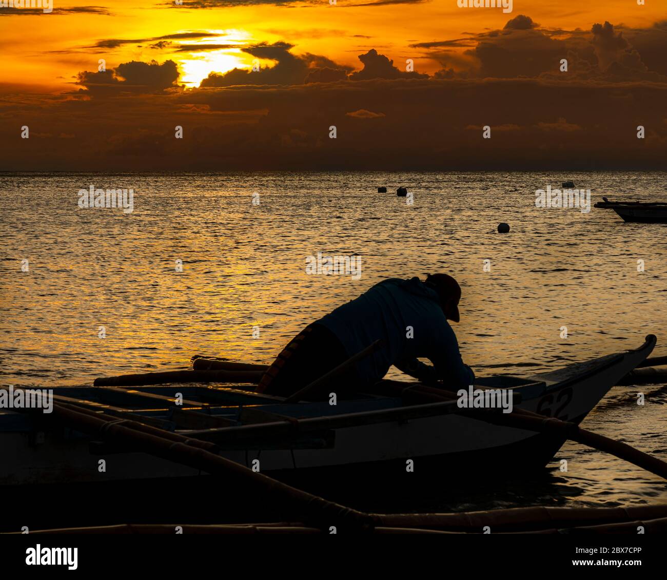 Coucher de soleil sur l'île de Cebu Oslob, aux Philippines Banque D'Images
