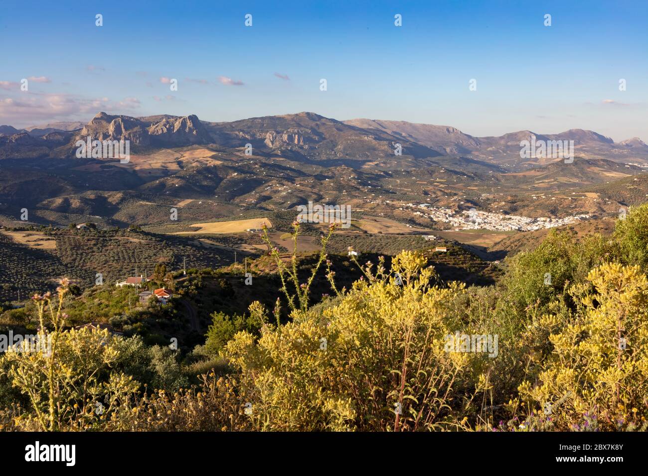 Sierra de Sabar au coucher du soleil dans la province de Malaga, Espagne Banque D'Images