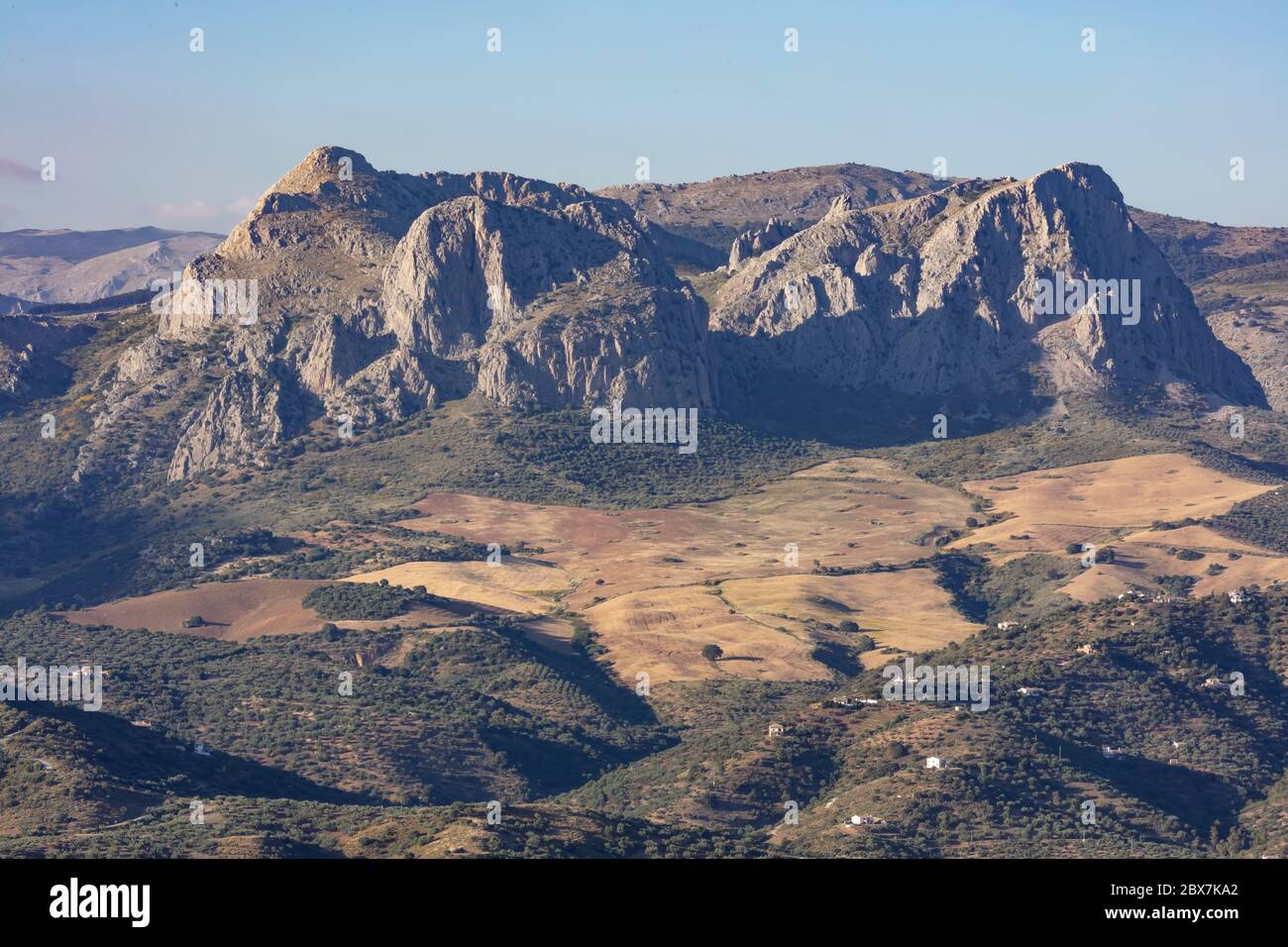 Sierra de Sabar au coucher du soleil dans la province de Malaga, Espagne Banque D'Images