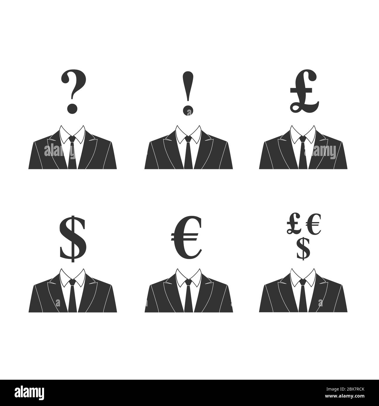 Icônes simples du marché des finances et des forex. Jeu de symboles de devise. Dollar, euro, livre. Graphique isolé de vecteur de change Illustration de Vecteur