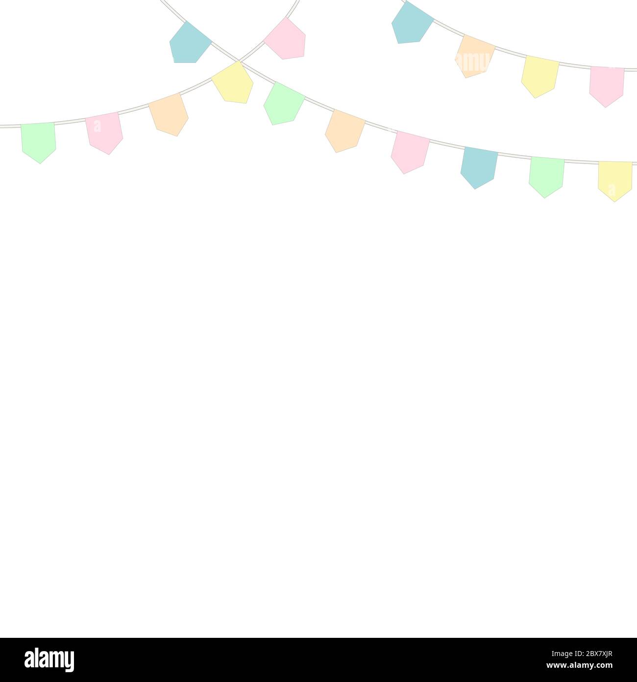 Drapeaux triangulaires de fête. Modèle de décoration de guirlande colorée Festival. Drapeau simple anniversaire. Illustration vectorielle. Illustration de Vecteur