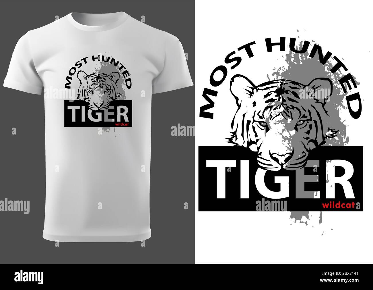 Imprimé t-shirt avec tête Tiger Illustration de Vecteur