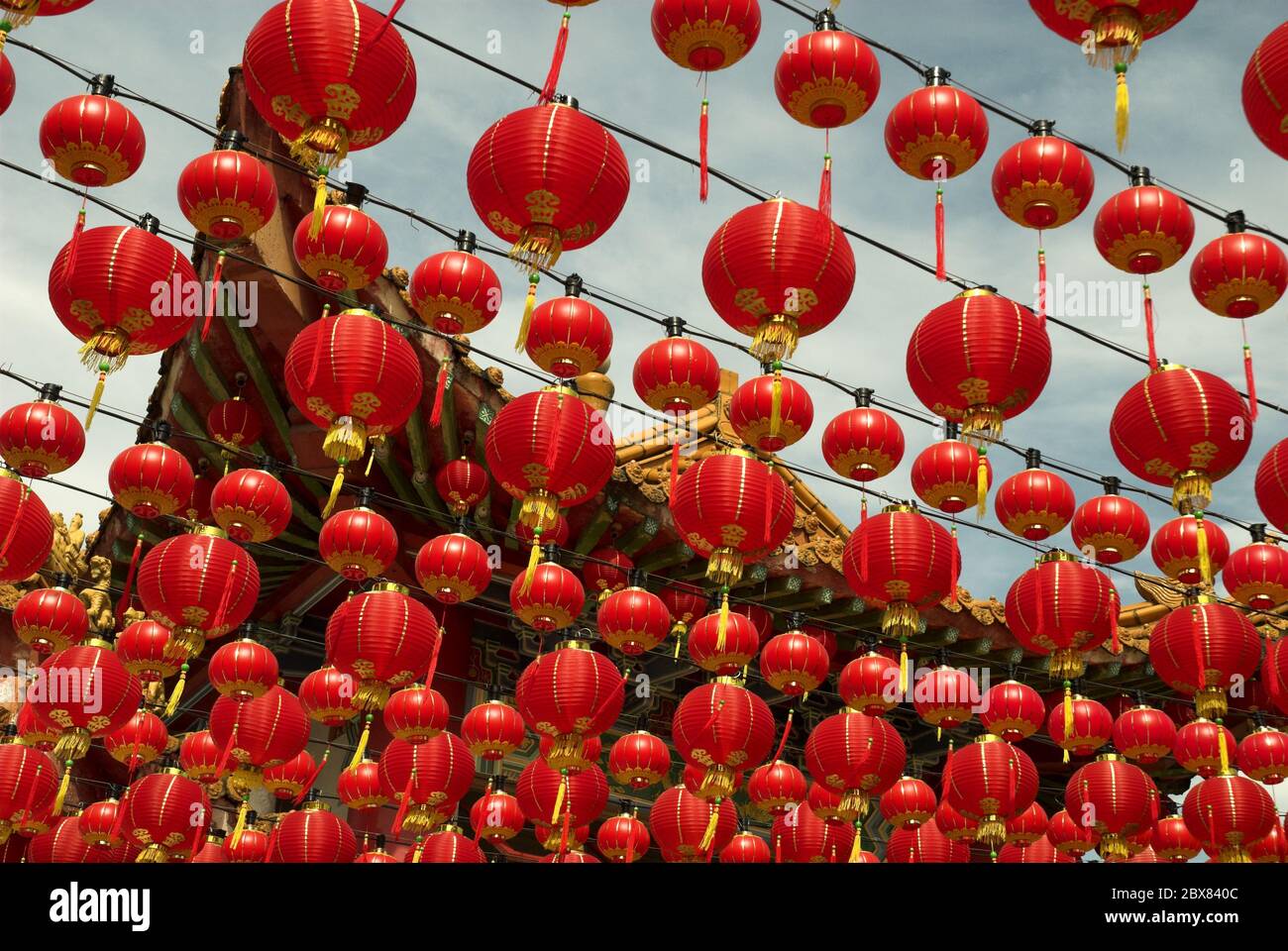 Le Nouvel An chinois au Temple de Thean Hou lanternes, Kuala Lumpur, Malaisie Banque D'Images