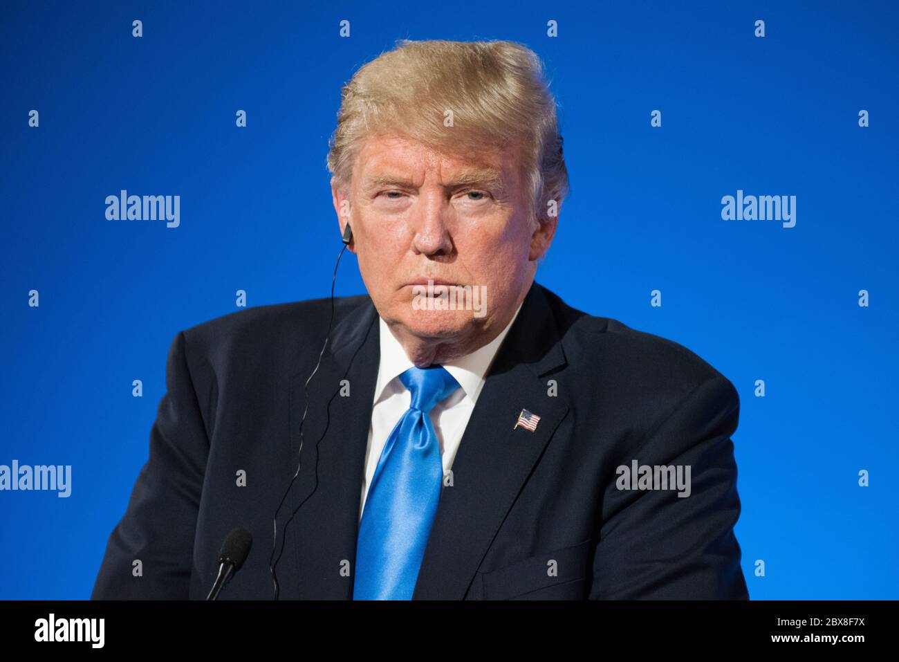 PARIS, FRANCE - 13 JUILLET 2017 : le président des États-Unis d'Amérique Donald Trump à l'Elysée Palace pour une interview prolongée avec les français Banque D'Images