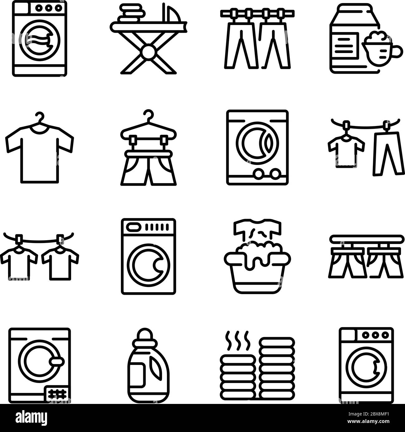 Jeu d'icônes pour sèche-linge, style de contour Image Vectorielle Stock -  Alamy