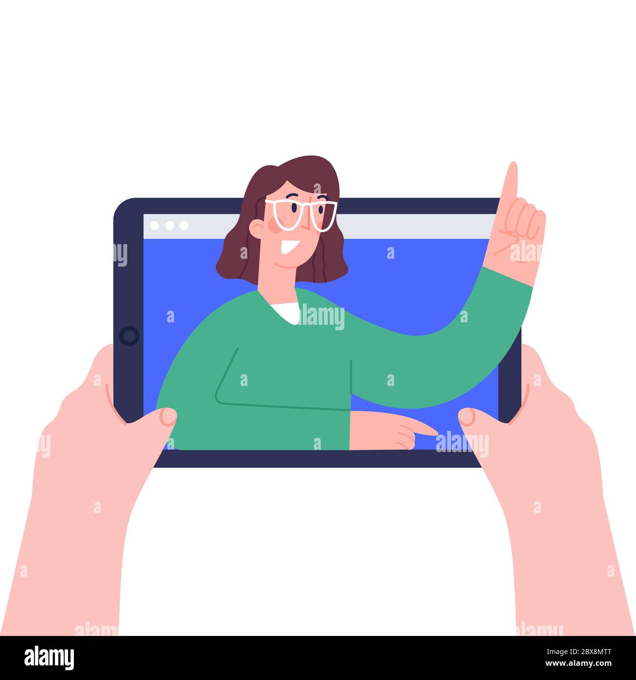 Communication ou éducation en ligne, conférences vidéo, cours à distance, cours, séminaires web, cours Internet, services personnels d'enseignants. Illustration de Vecteur
