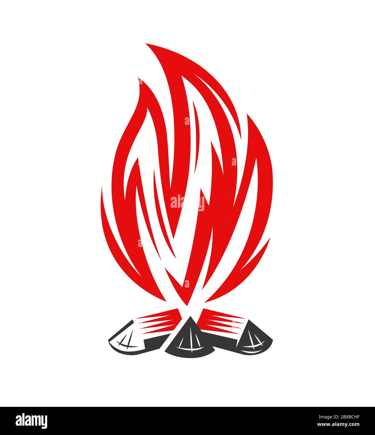 Symbole ou icône de feu de camp. Vecteur feu, flamme, feu de camp isolé sur fond blanc Illustration de Vecteur