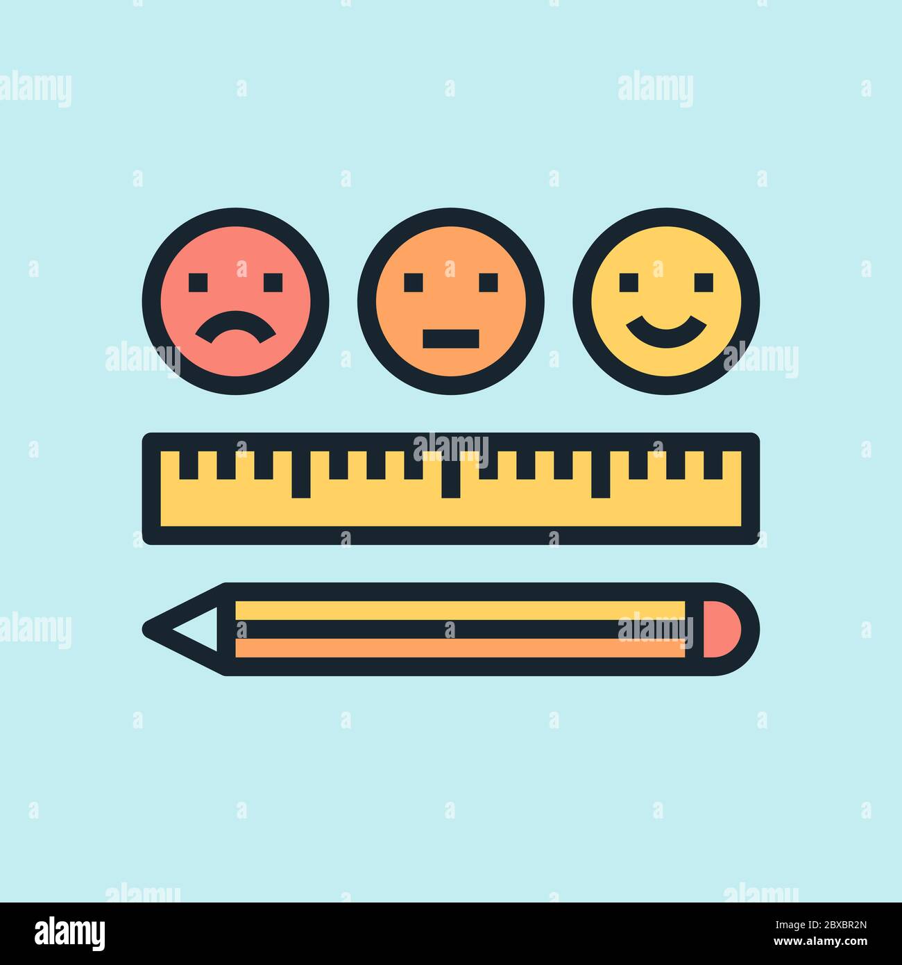 Analyse des sentiments. Illustration du concept de marketing numérique, bannière de style linéaire à conception plate. Utilisation pour les bulletins d'information, en-têtes, posts de blog, impression par e-mail Illustration de Vecteur