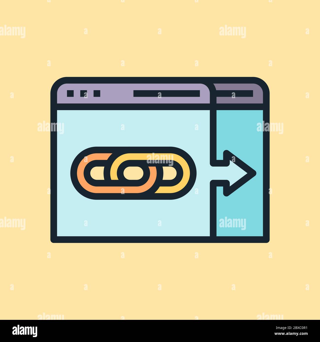 Lien arrière. Illustration du concept de marketing numérique, bannière de style linéaire à conception plate. Utilisation pour les bulletins d'information, les en-têtes, les publications de blog, l'impression et plus encore. Illustration de Vecteur