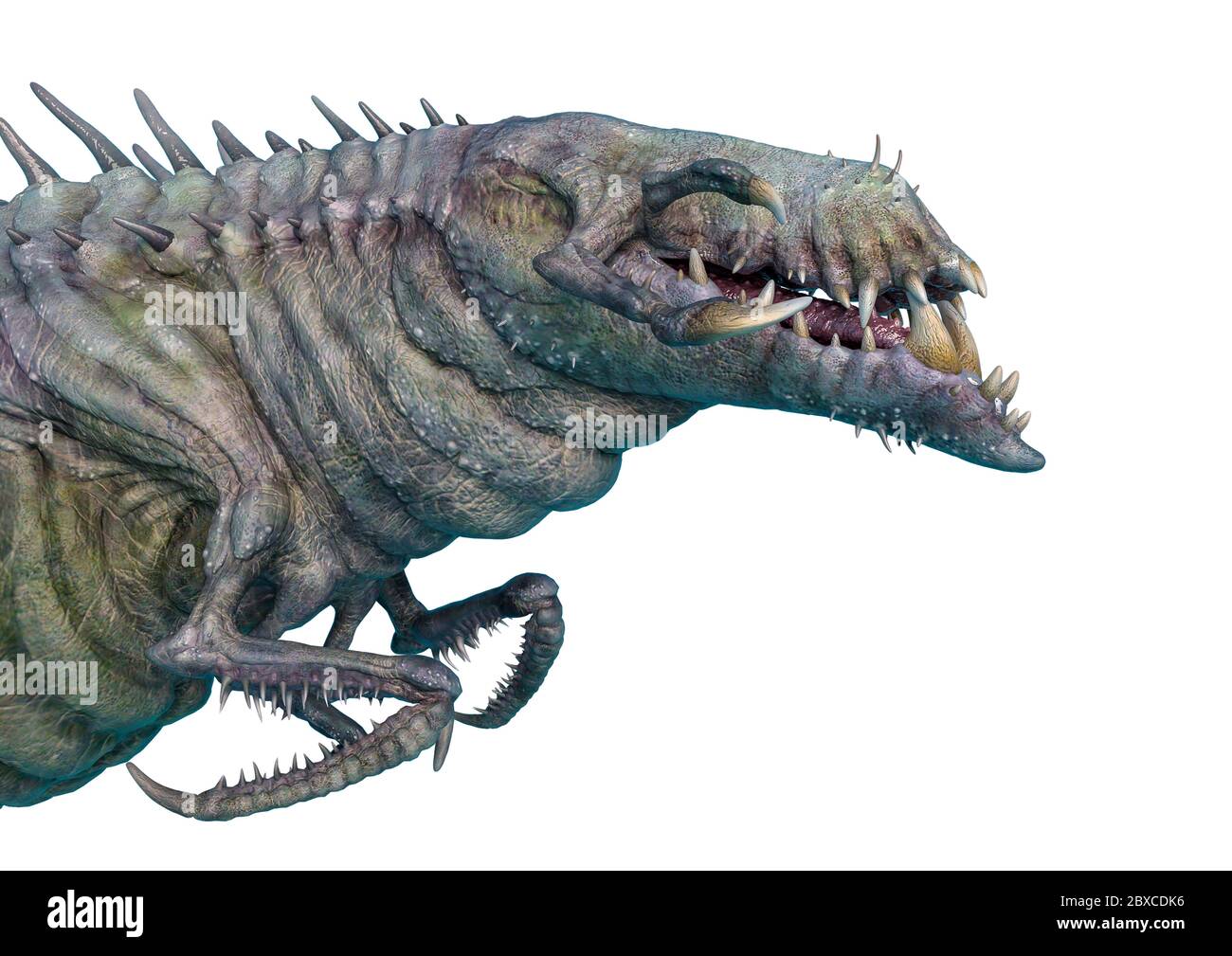 animal étranger dans un fond blanc vue latérale longue. Ce monstre dans le chemin de coupure est très utile pour les créations de conception graphique, l'illustration 3d Banque D'Images