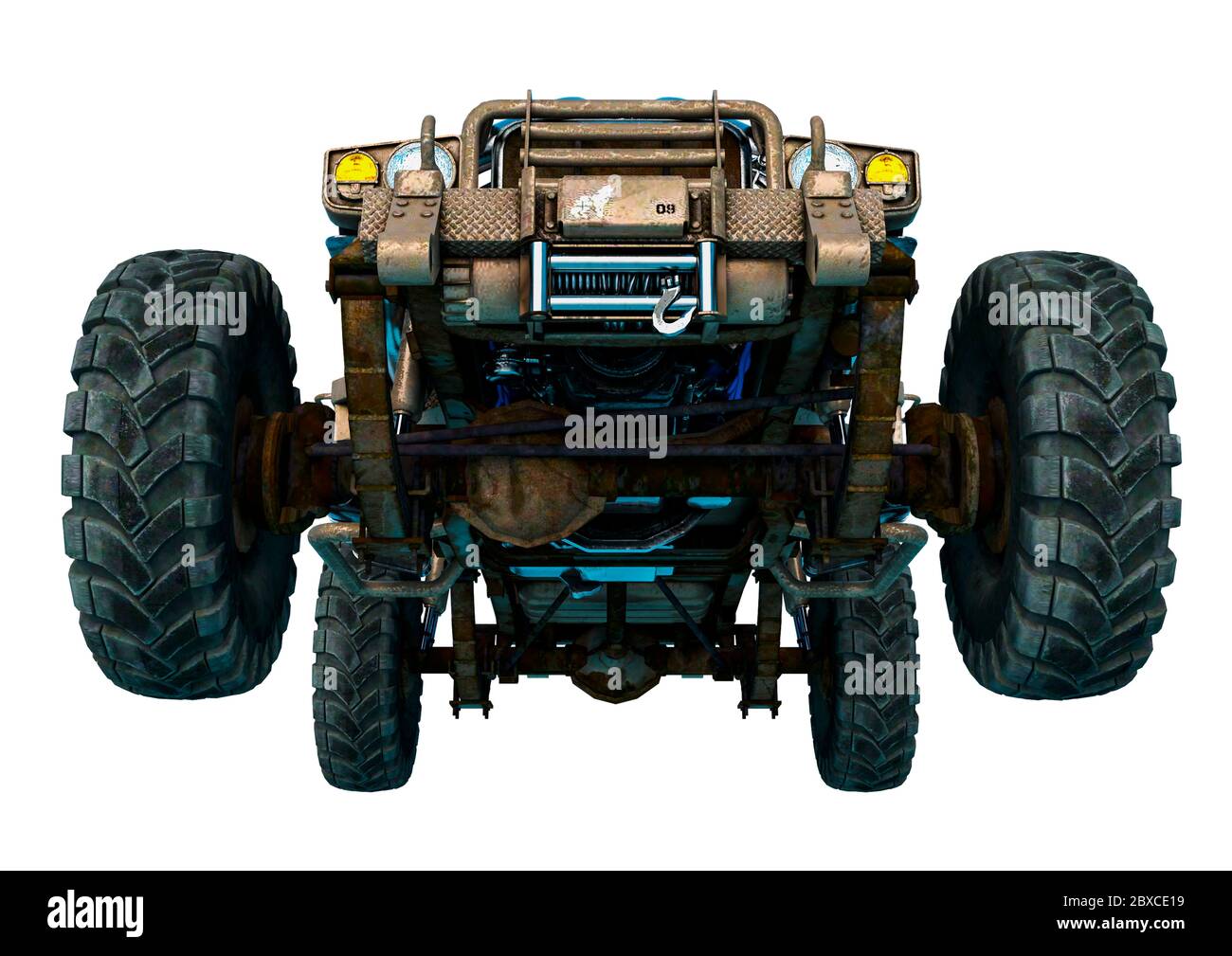 voiture sur route chaude sur fond blanc. Cette voiture de style ancien dans le chemin de découpe est très utile pour les créations de conception graphique, l'illustration 3d Banque D'Images