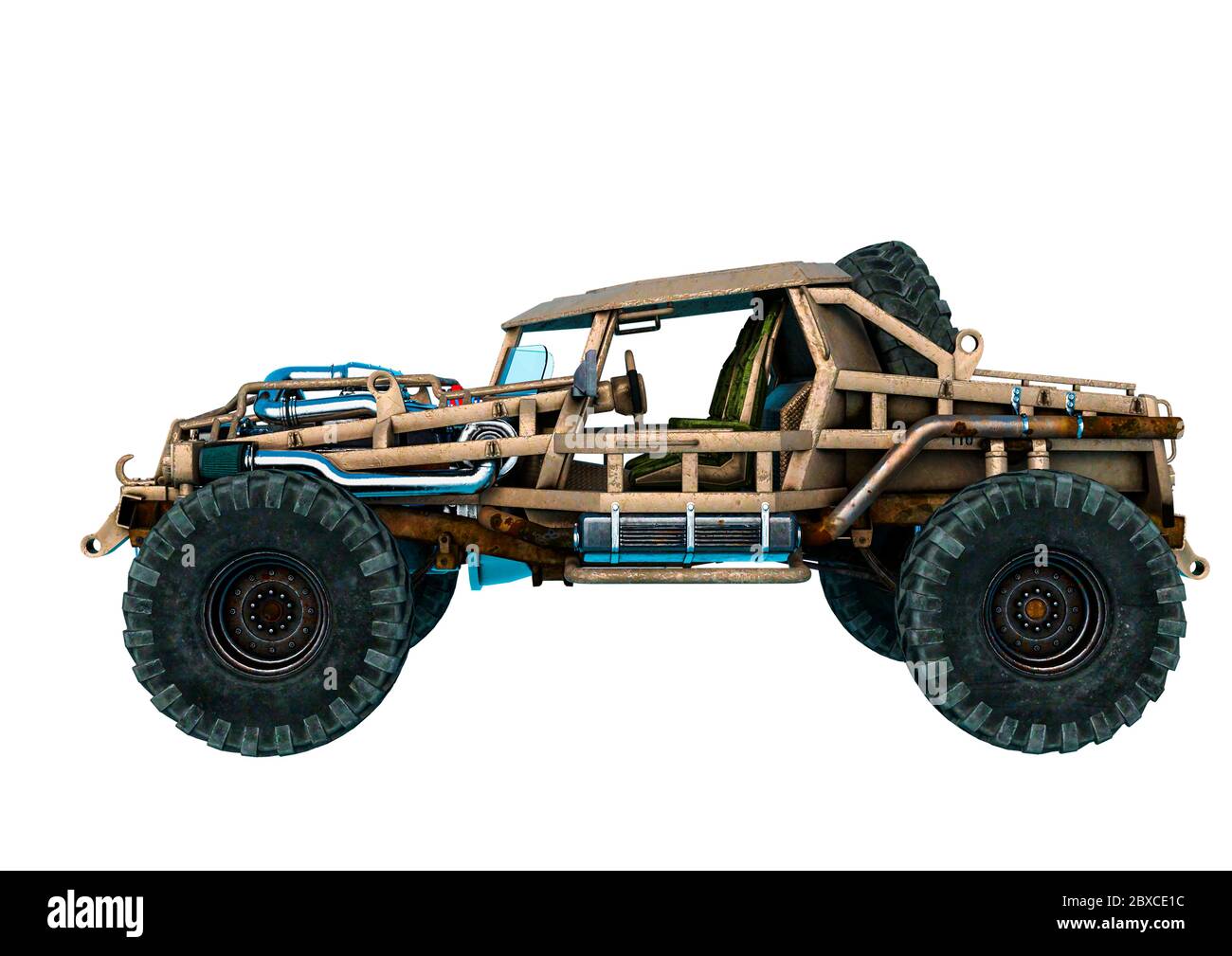 voiture sur route chaude sur fond blanc. Cette voiture de style ancien dans le chemin de découpe est très utile pour les créations de conception graphique, l'illustration 3d Banque D'Images