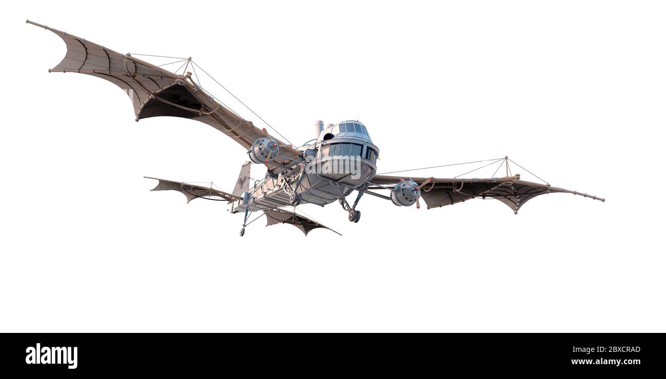 avion d'époque dragon sur fond blanc. Cet ancien avion mettra un peu de plaisir dans vos créations, l'illustration 3d Banque D'Images