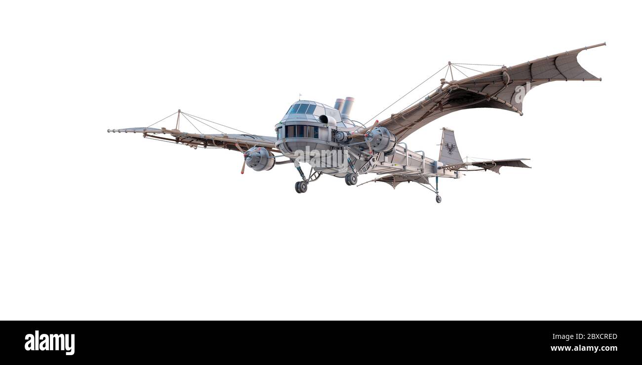 avion d'époque dragon sur fond blanc. Cet ancien avion mettra un peu de plaisir dans vos créations, l'illustration 3d Banque D'Images