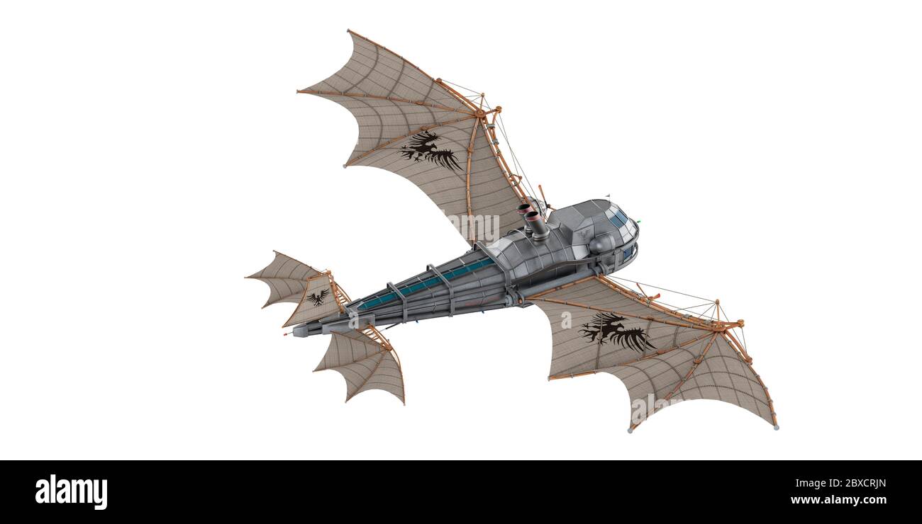 avion d'époque dragon sur fond blanc. Cet ancien avion mettra un peu de plaisir dans vos créations, l'illustration 3d Banque D'Images