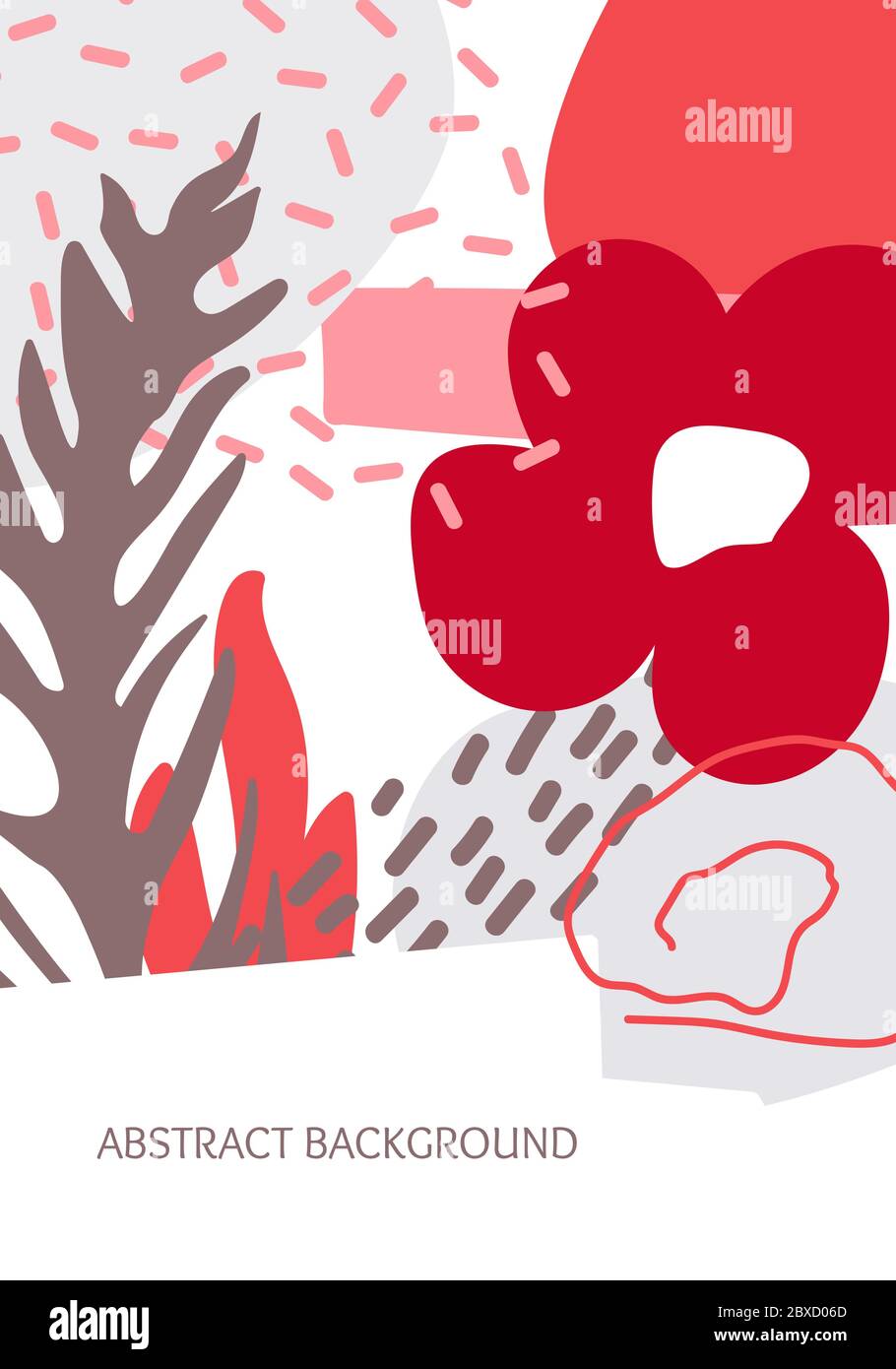 Motif floral abstrait de formes dessinées à la main. Gros plan vertical sur fond et espace pour le texte. Doodle objets éléments organiques. Idéal pour les bannières, les prospectus et les cartes d'invitation à un événement. Illustration vectorielle Illustration de Vecteur