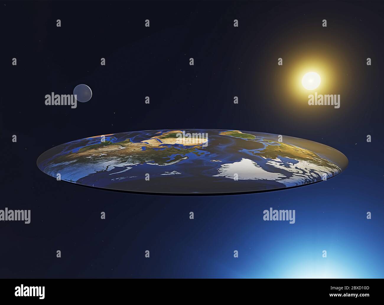 Vue plate de la terre, mythes et légendes. Discworld, un univers parallèle. illustration 3d Banque D'Images