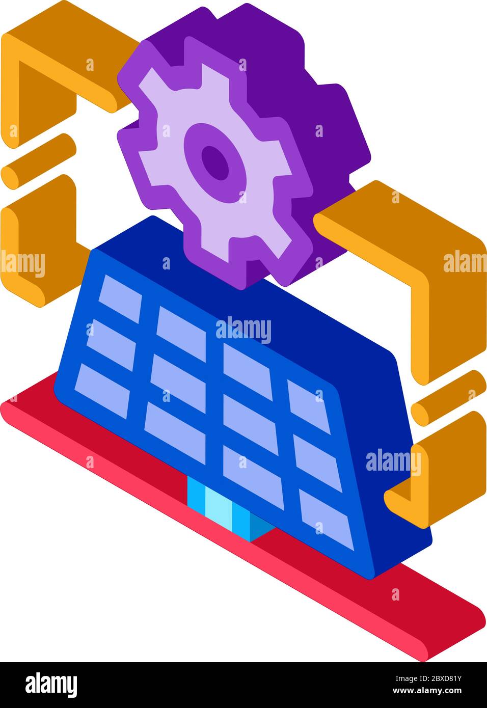 illustration vectorielle d'icône isométrique de configuration solaire générale Illustration de Vecteur