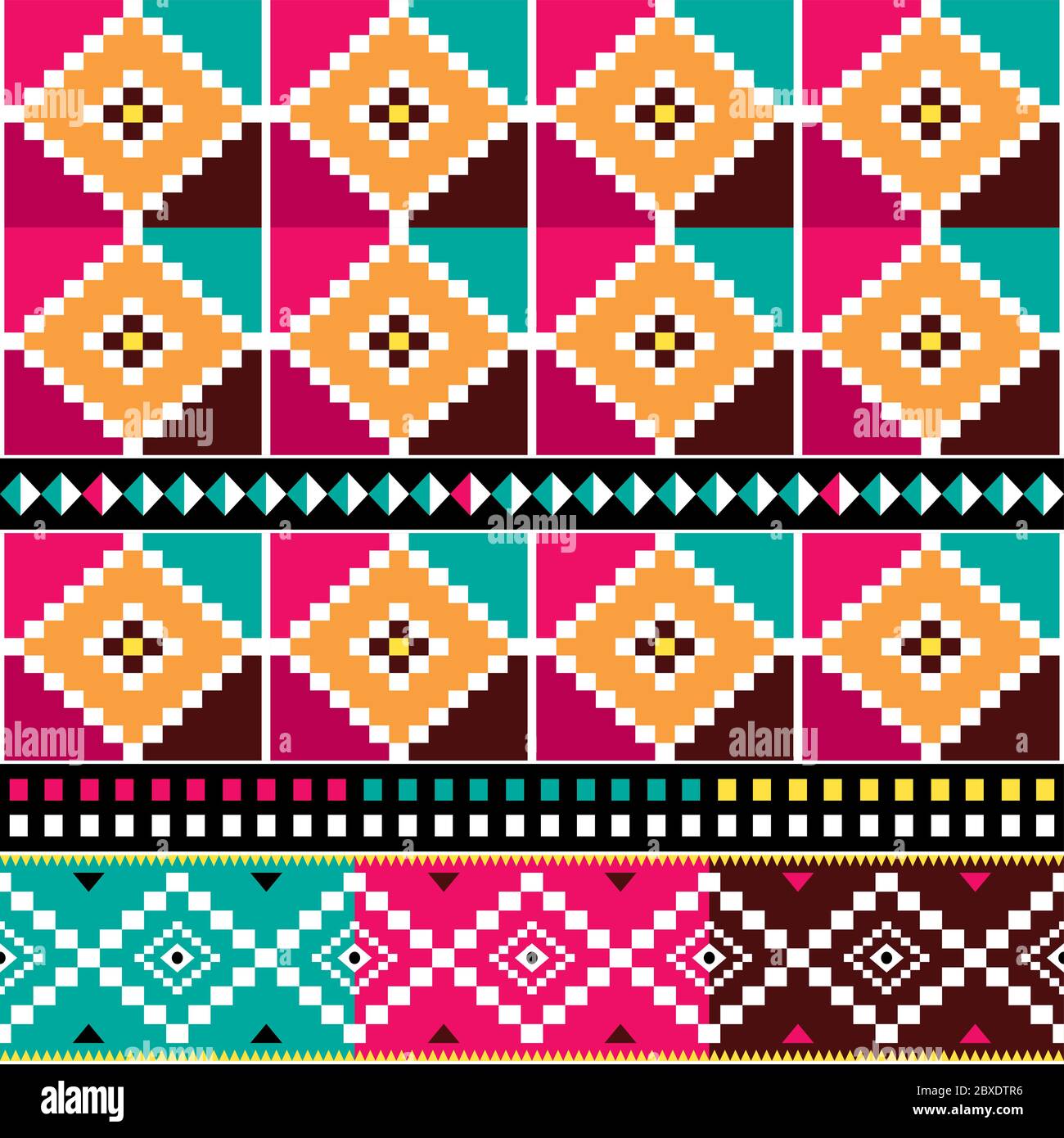African Kente textile sans couture motif vectoriel, rétro nwentoma boue style toile conception vectorielle Illustration de Vecteur