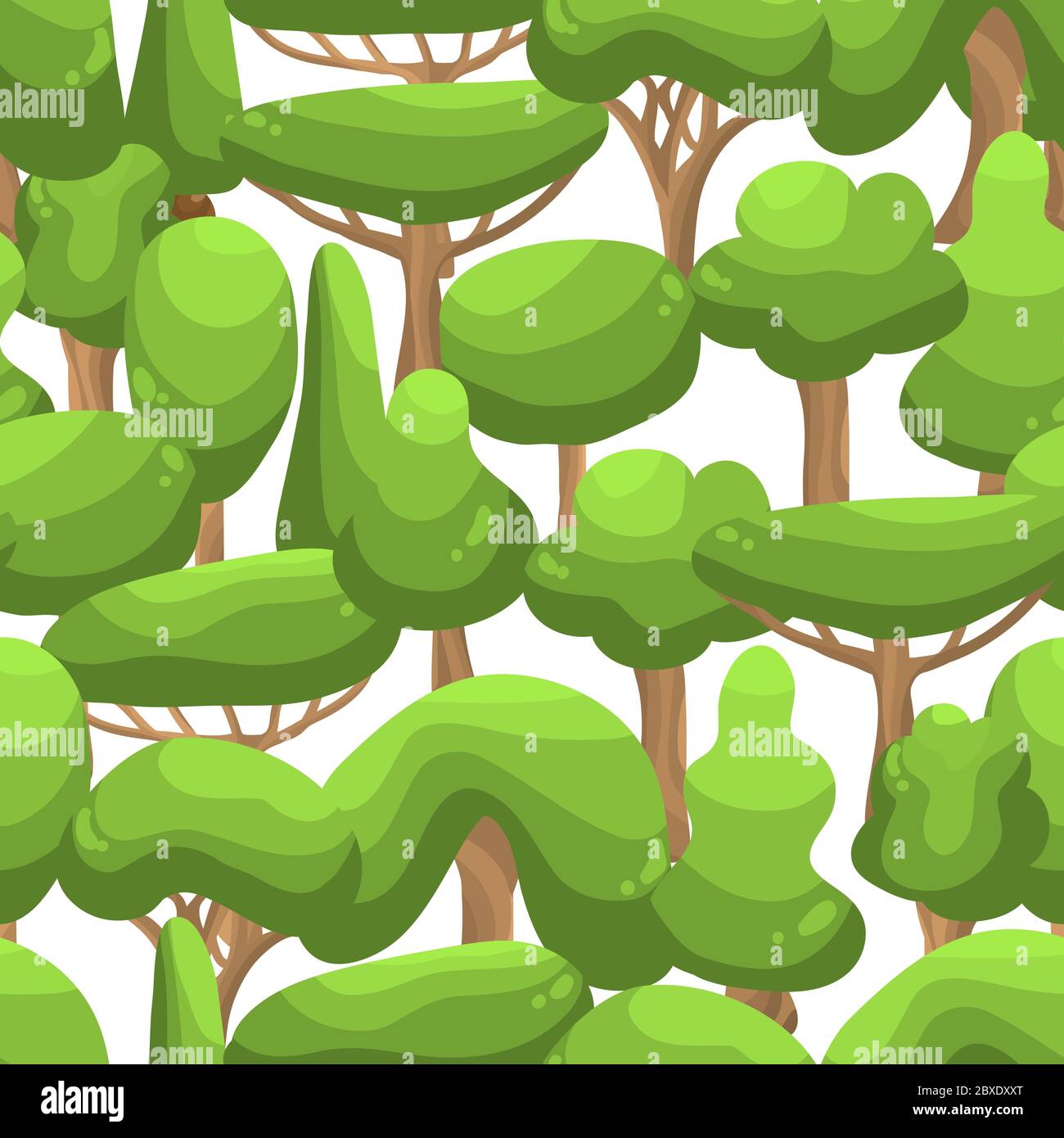 Motif sans couture d'arbres verts, couronne de couches, arbres de jeux informatiques. Illustration de Vecteur
