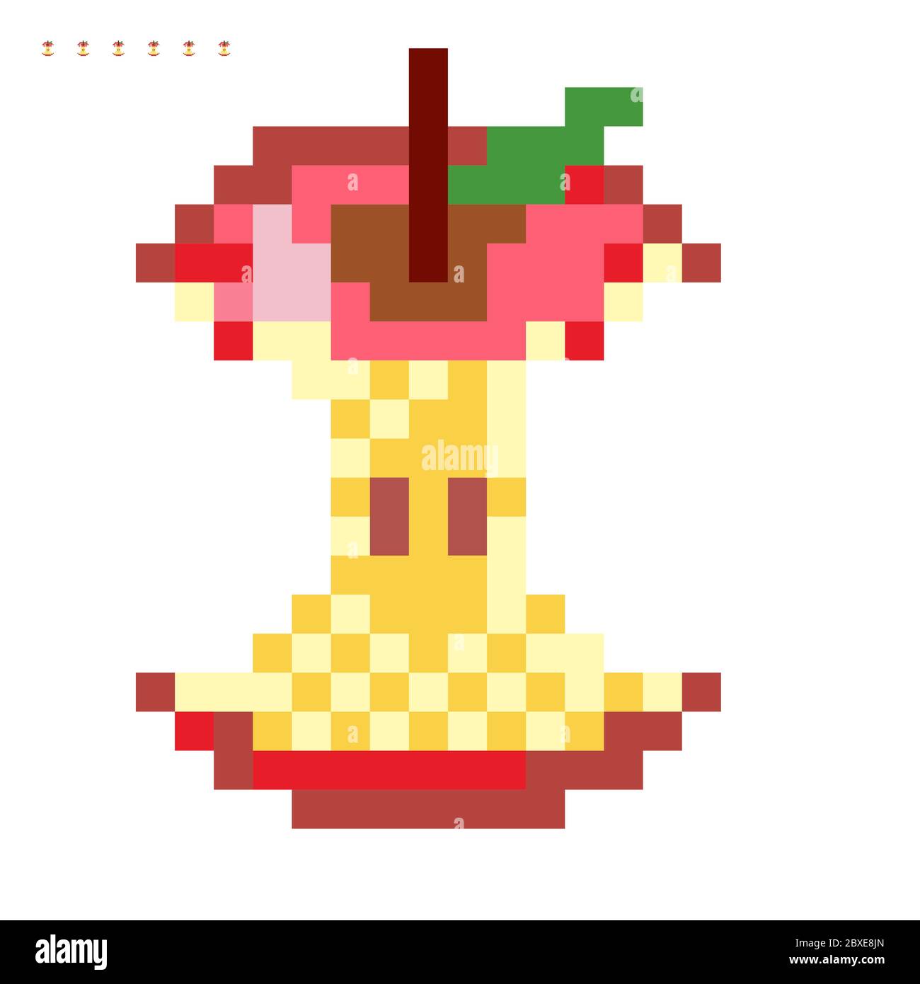 Symbole graphique de pixel minimaliste du cœur de la pomme. Objet vectoriel art isolé. Style 8 bits de jeu. Illustration de Vecteur