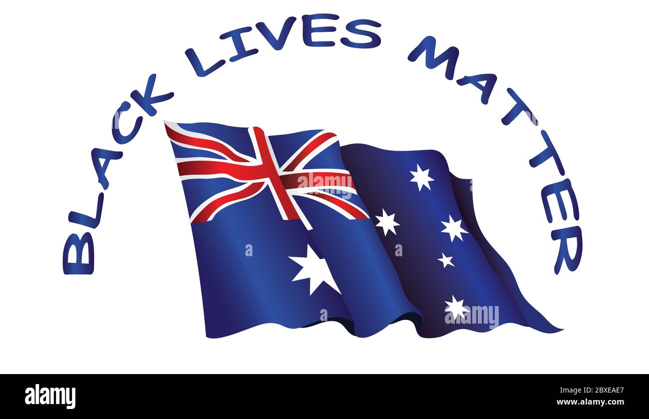 Mouvement international des droits de l'homme les vies noires comptent avec les personnes manifestant pacifiquement sur fond de drapeau du Commonwealth d'Australie Banque D'Images
