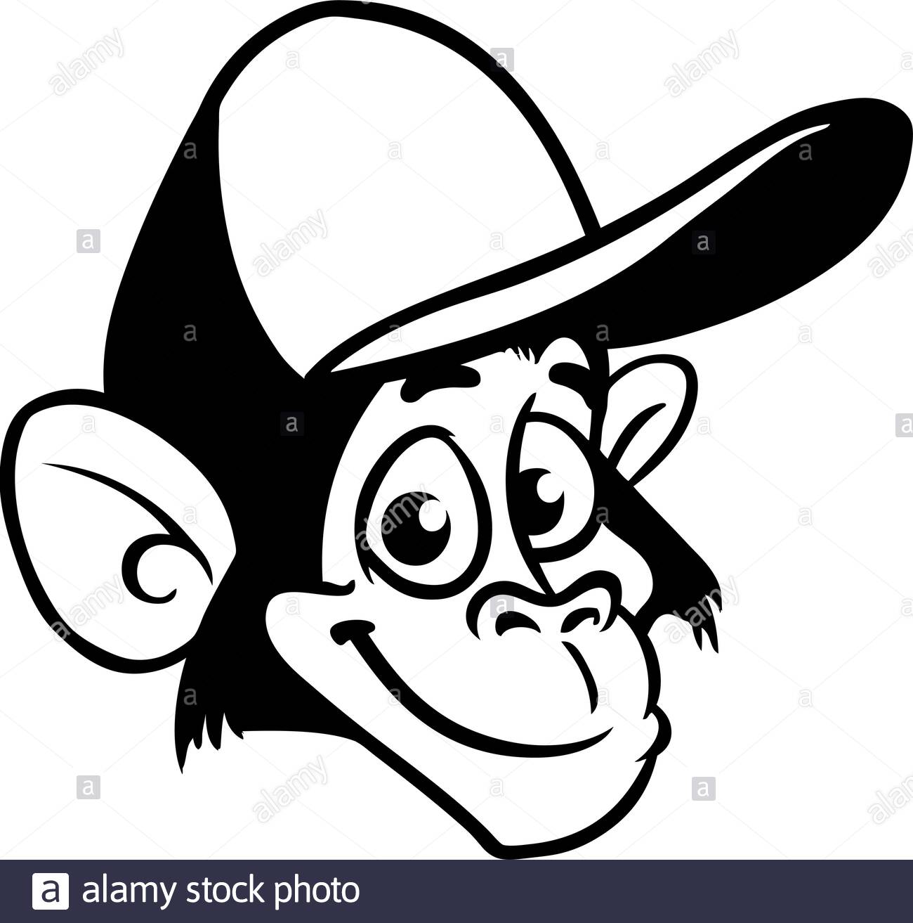 Mignon Petit Singe De Dessin Anime Chimpanze Illustration Vectorielle Des Contours D Un Singe Design Pour Livre De Coloriage Image Vectorielle Stock Alamy