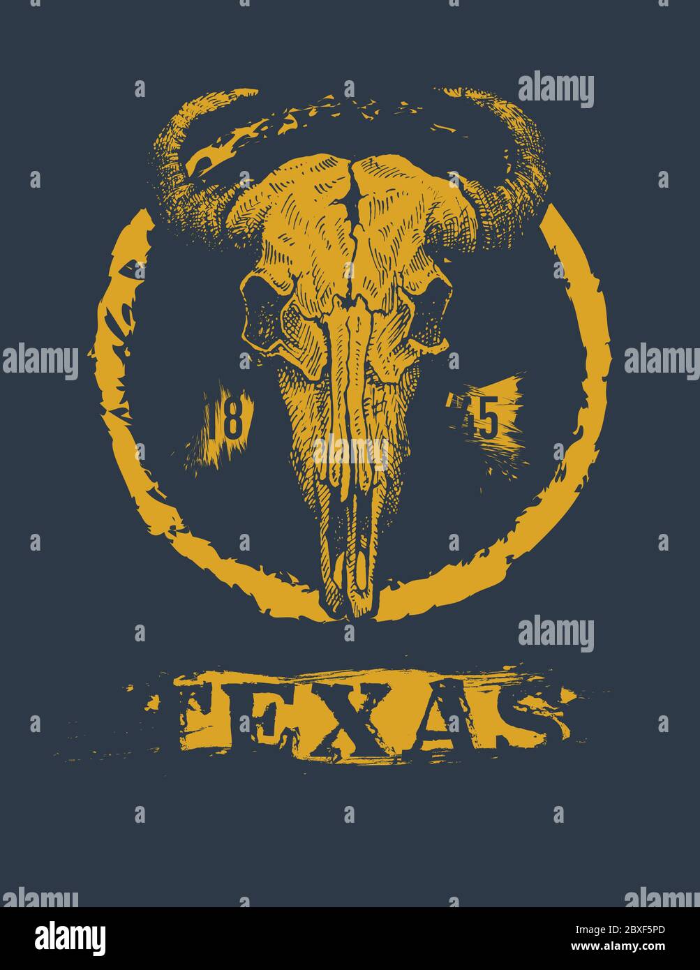 Buffalo Texas graphique impression tee Illustration de Vecteur