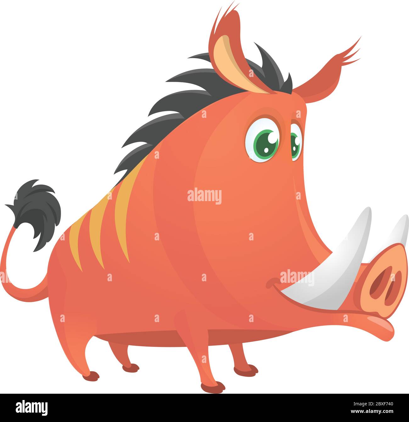 Dessin animé de sanglier ou de cochon sauvage. Illustration vectorielle isolée sur blanc Illustration de Vecteur