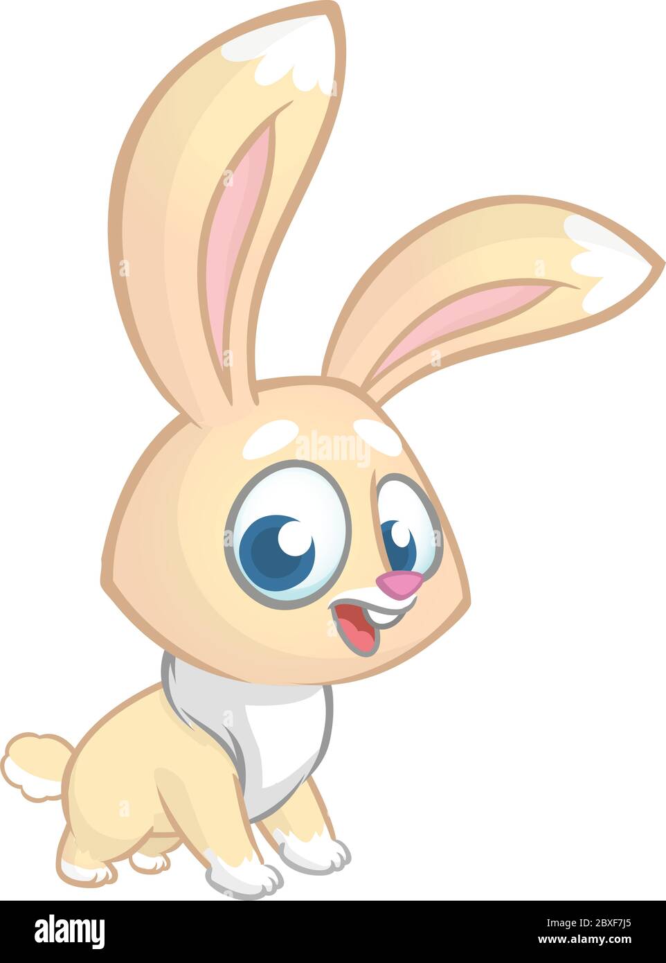 Bonne bande dessinée de lapin isolée sur fond blanc. Illustration vectorielle d'un joli lapin. Illustration de Vecteur