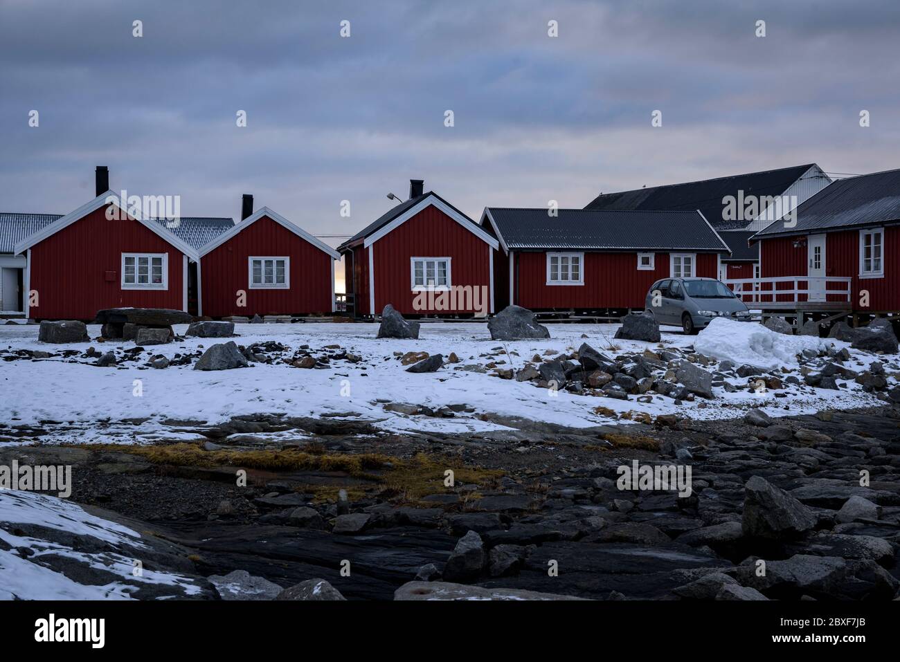 Å village en hiver (Moskenes, Lofoten, Noway) ESP: Aldea de Å en invierno (Moskenes, Moskenesøya, Lofoten, Noruega) Banque D'Images