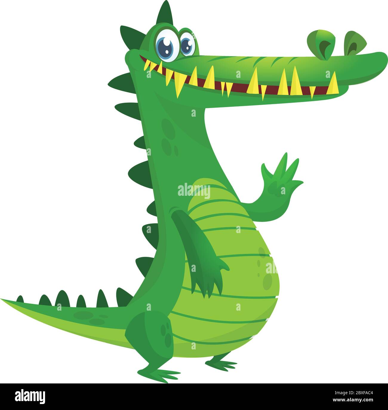 Dessin animé crocodile. Dinosaure vert isolé par vecteur Illustration de Vecteur