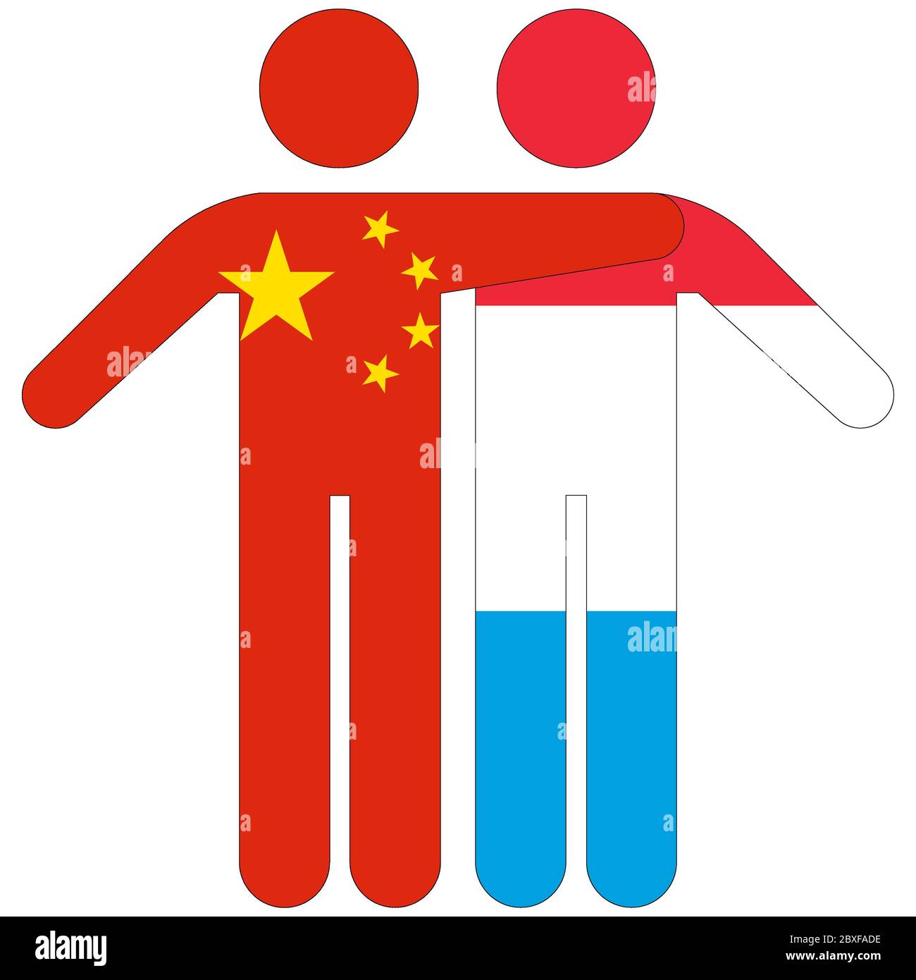 Chine - Luxembourg / concept d'amitié sur fond blanc Banque D'Images
