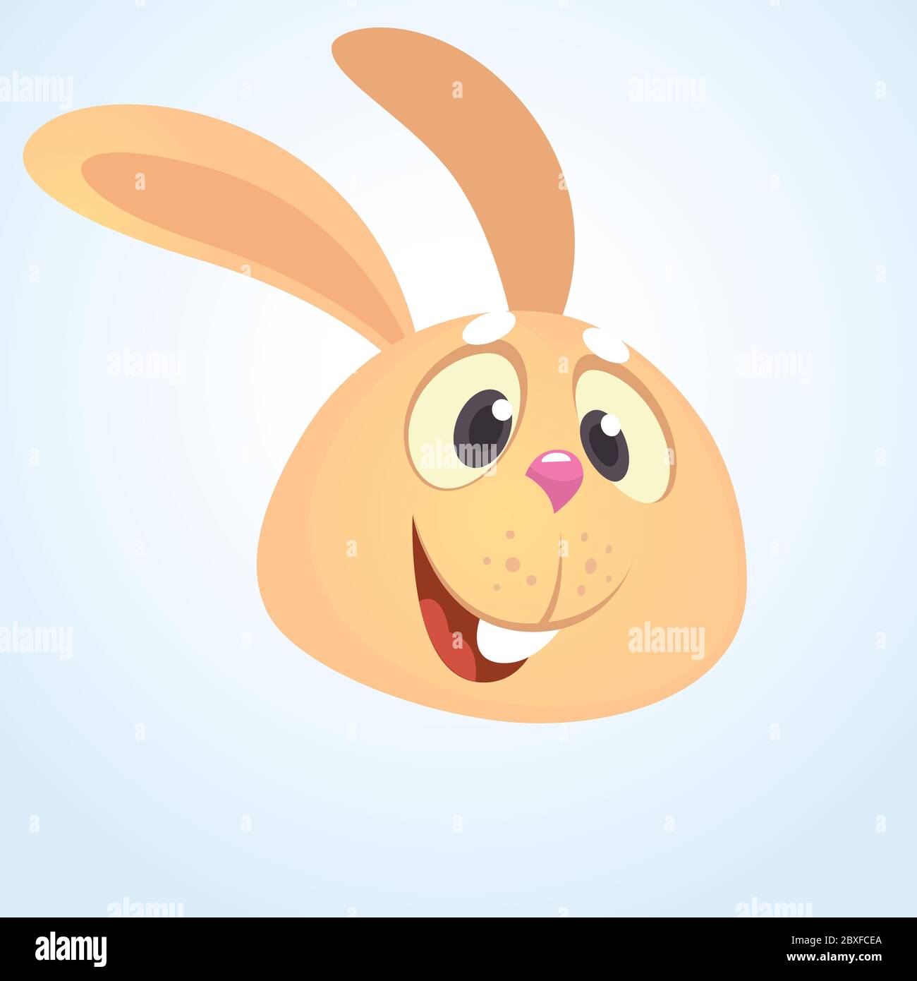 Icône de joli lapin de dessin animé. Illustration vectorielle d'une tête de lapin gris froid. Élément Pâques. Idéal pour l'impression, l'autocollant, la bannière ou l'emblème. Isolé sur le coup Illustration de Vecteur