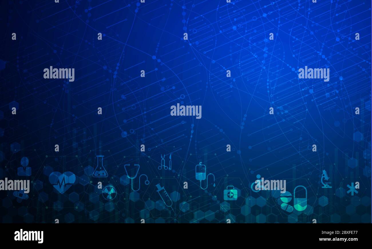 illustration 3d. Les sciences de la santé se composent de la santé plus concept de technologie numérique technologie médicale moderne, traitement, médecine sur fond bleu. Pour te Banque D'Images