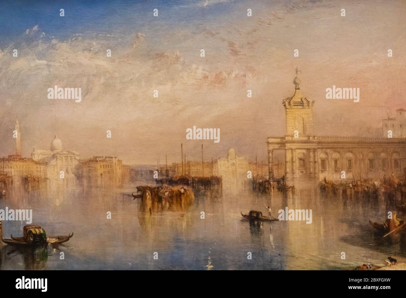 Peinture intitulée "The Dogano, San Giorgio, Citella, from the Steps of the Europa" par JMW Turner en date de 1842 Banque D'Images