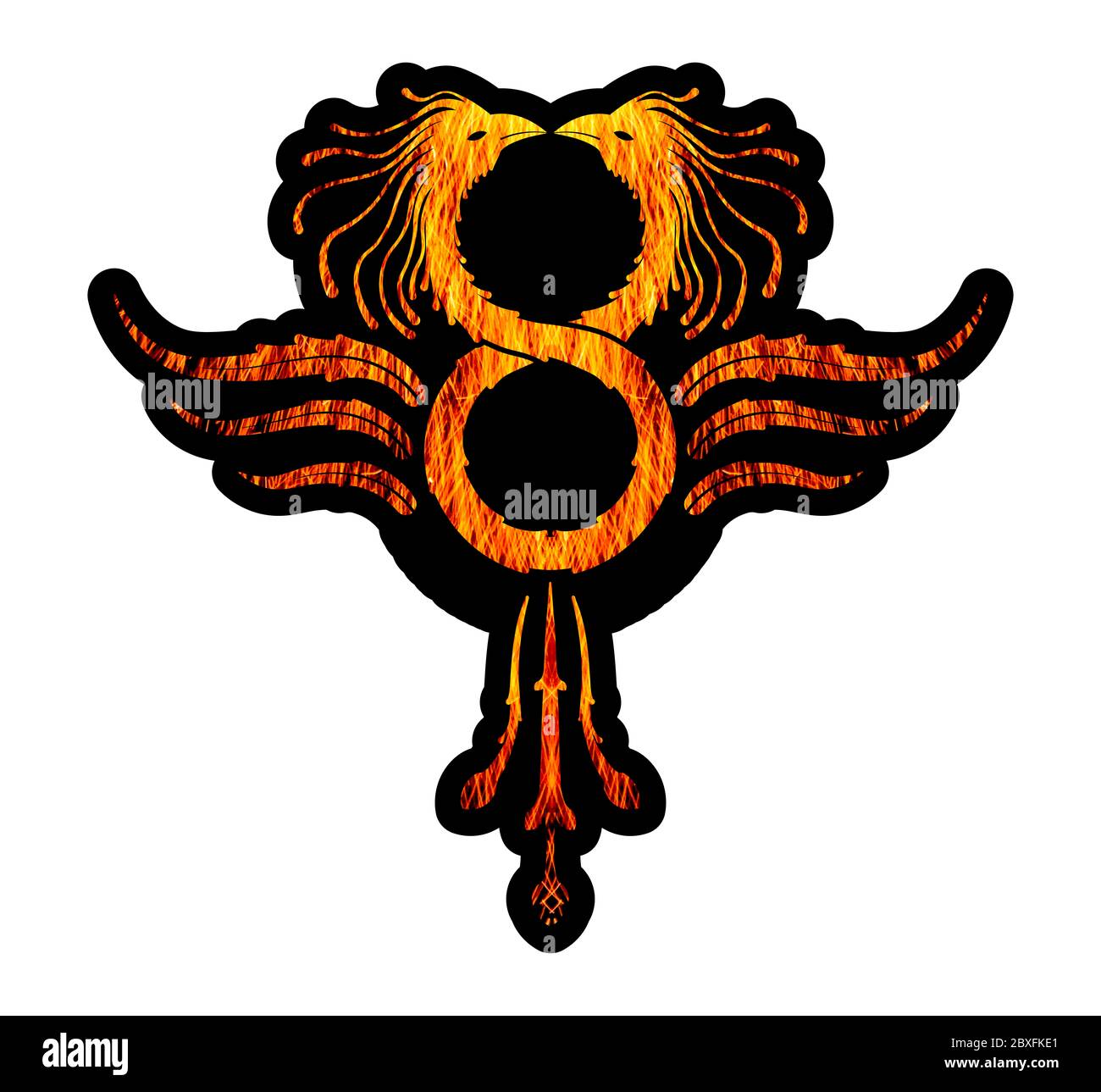 Phoenix symbole de l'infini feu texturé avec contour noir sur fond transparent Banque D'Images