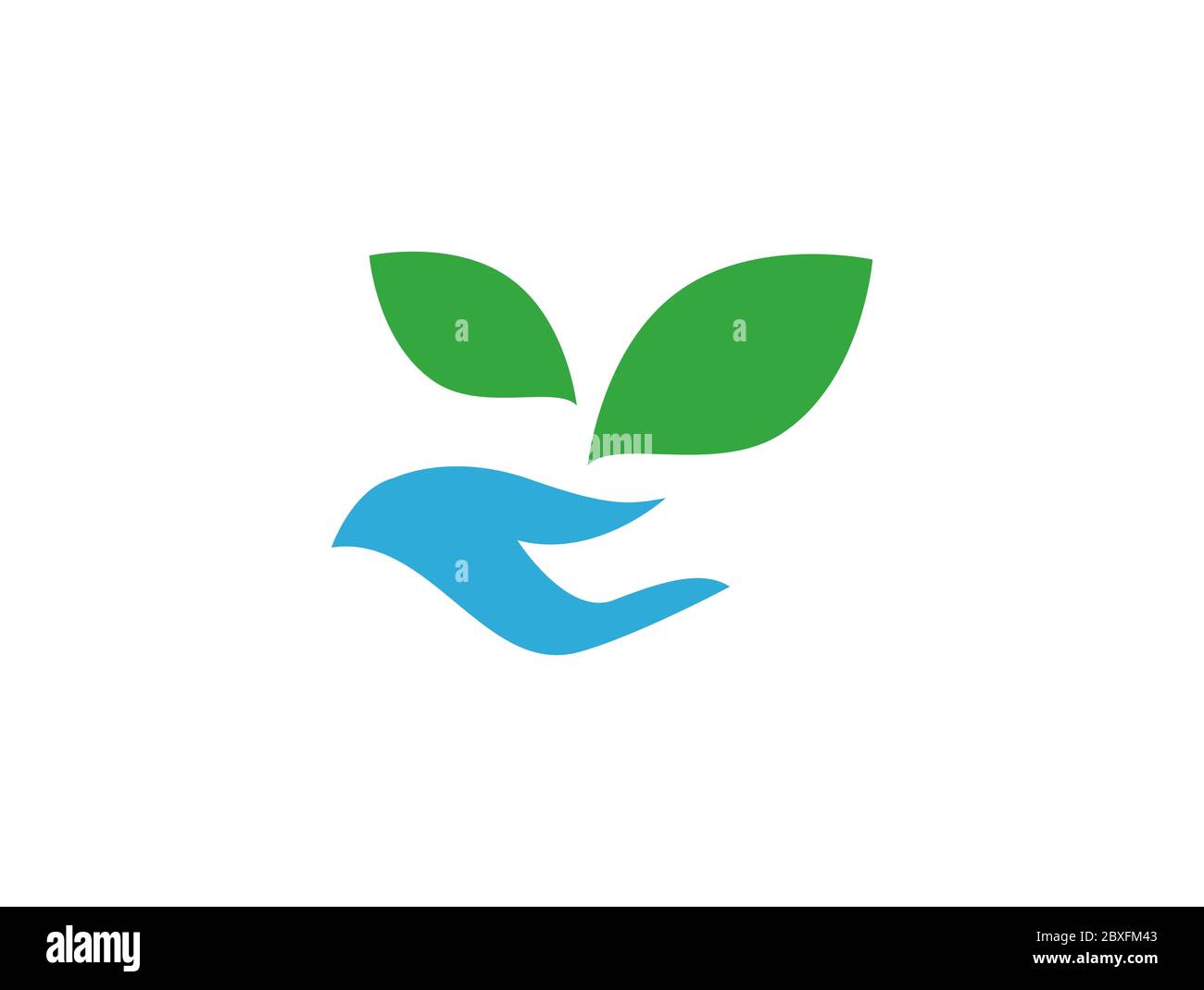 Modèle vectoriel d'icône de feuille vert main Banque D'Images