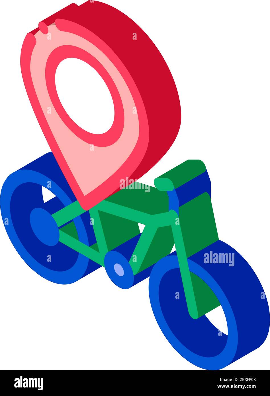 illustration vectorielle d'icône isométrique de vélo de géolocalisation Illustration de Vecteur