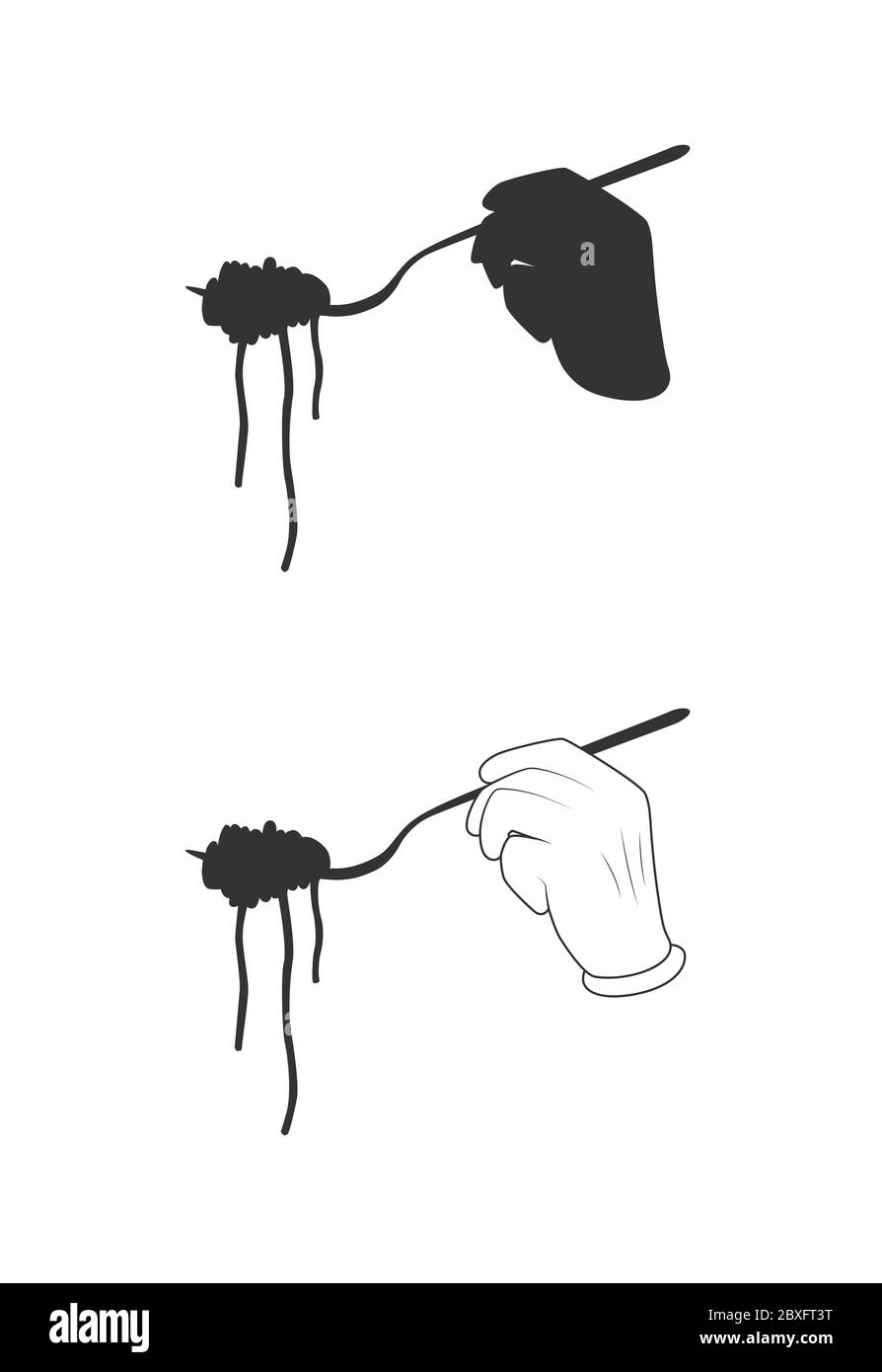 Fourche à spaghetti à main. Défragstation plate simple vecteur. Dégustation de plats traditionnels italiens. Illustration de l'icône repas isolé Illustration de Vecteur